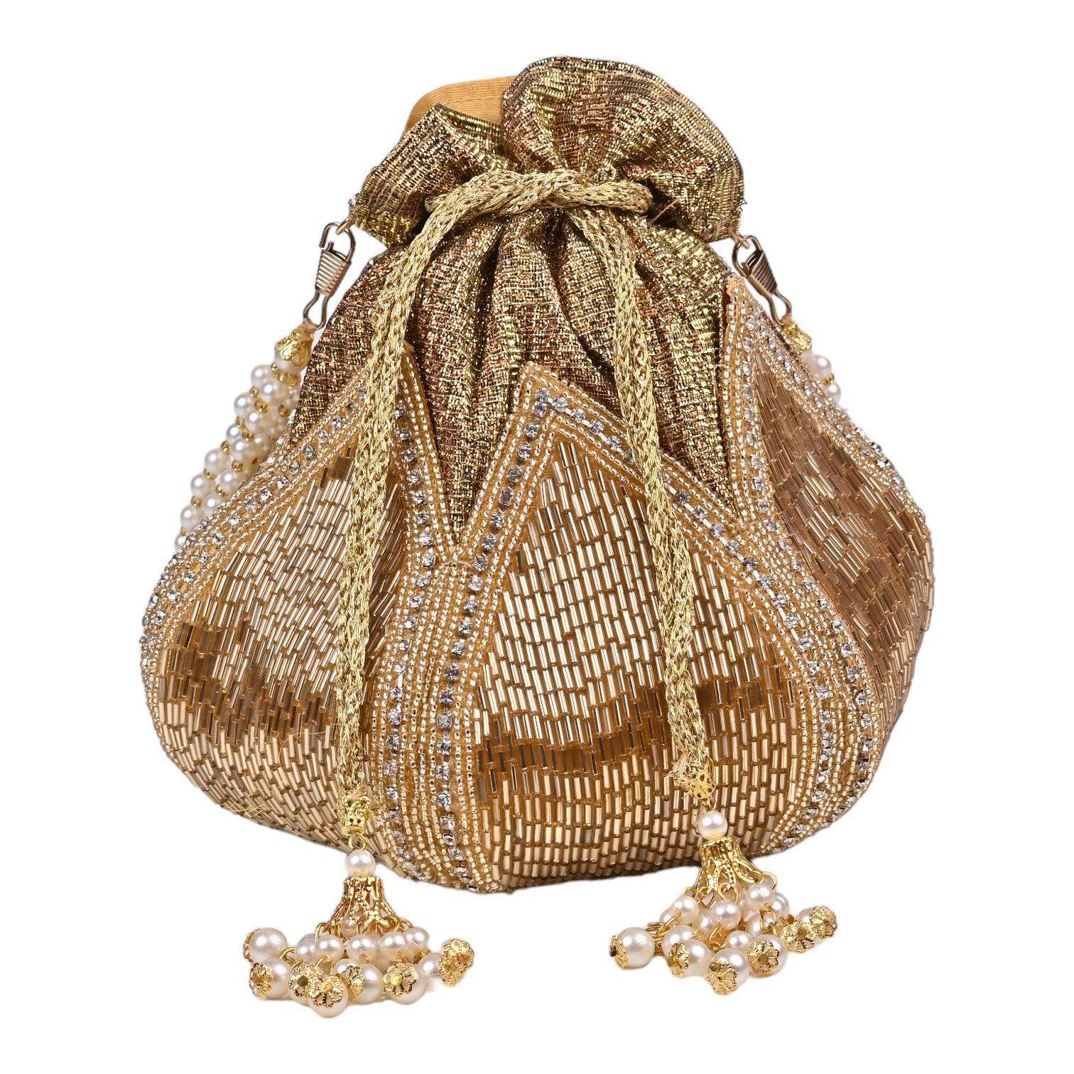 Shanaya Embroidered Mini Lotus Potli - SUGARCRUSH