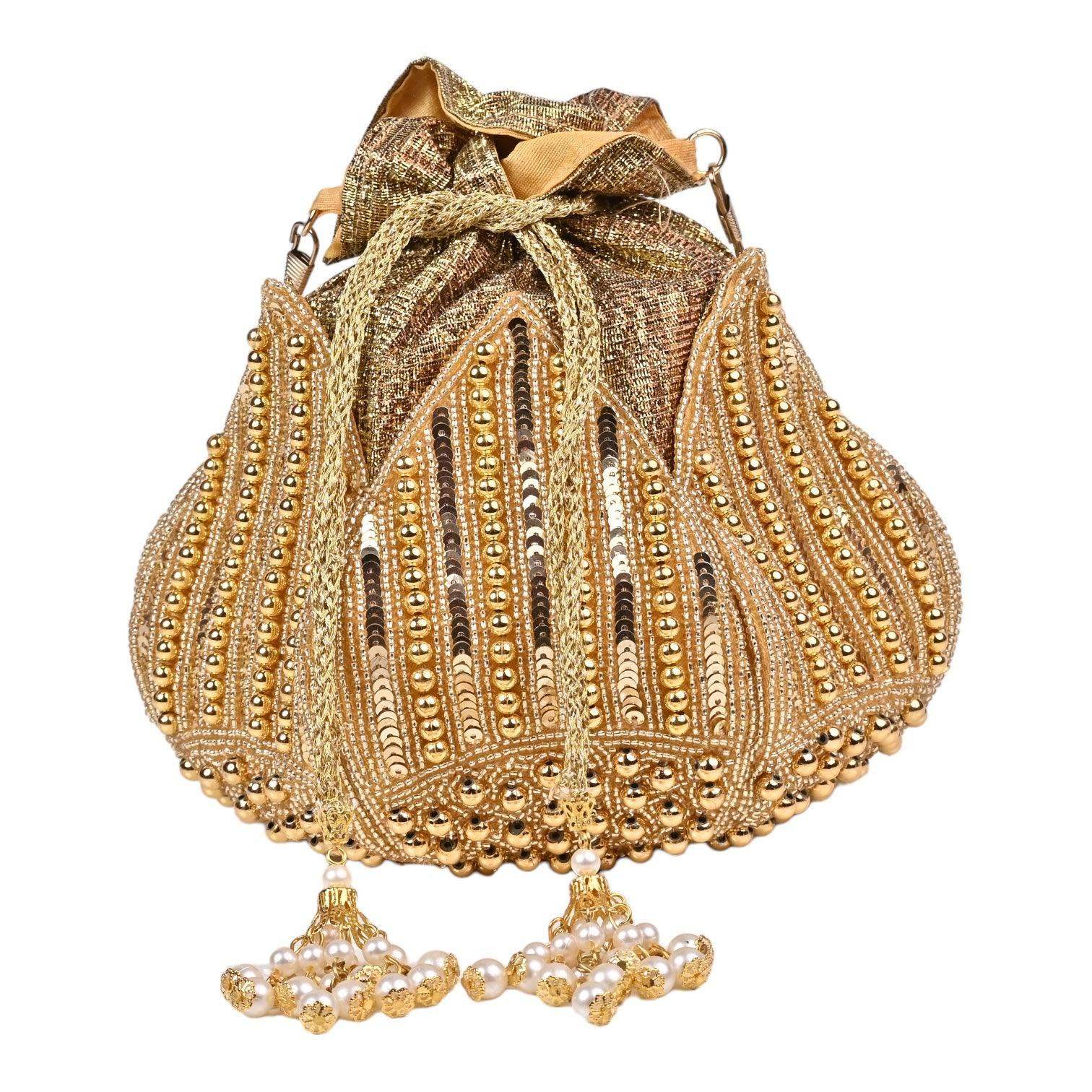 Ria Embroidered Mini Lotus Potli - SUGARCRUSH