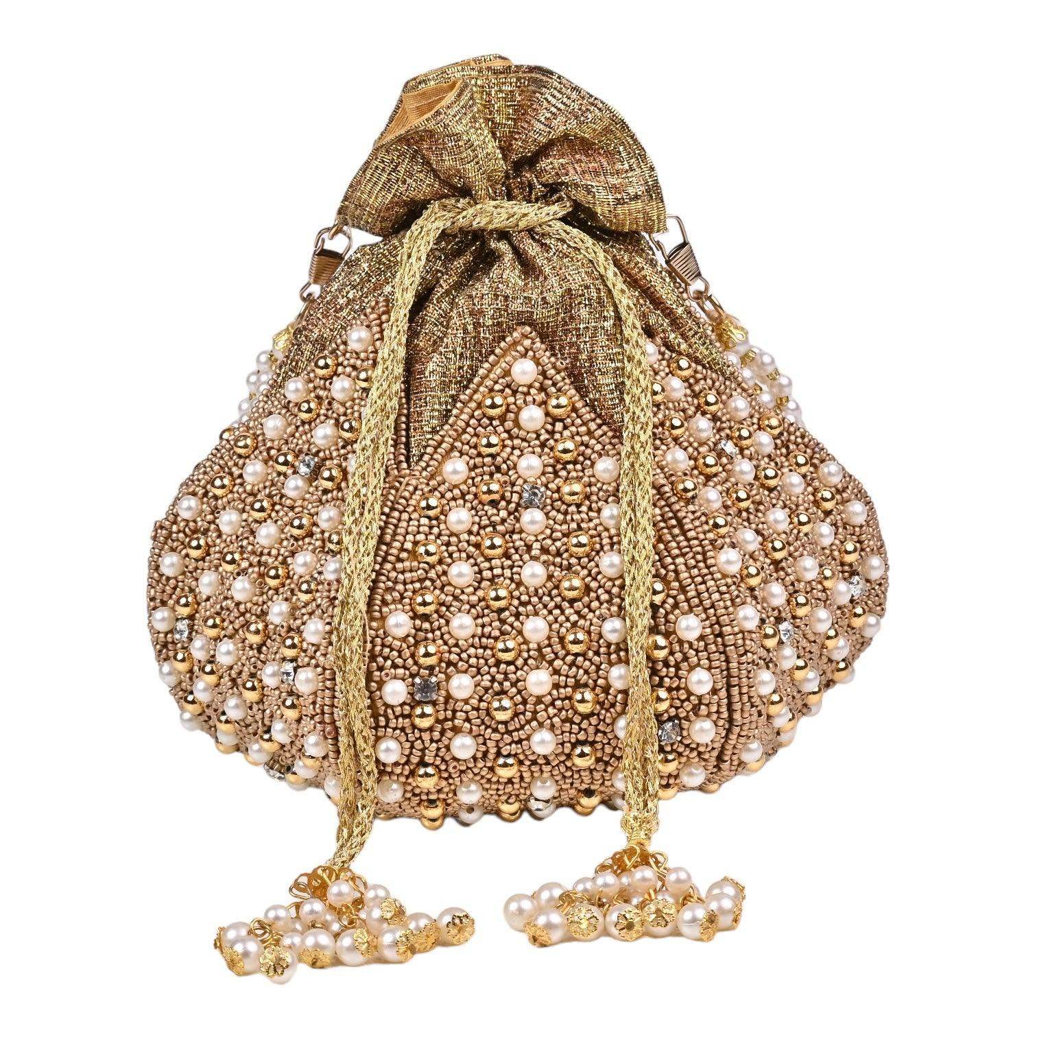 Diya Embroidered Mini Lotus Potli - SUGARCRUSH