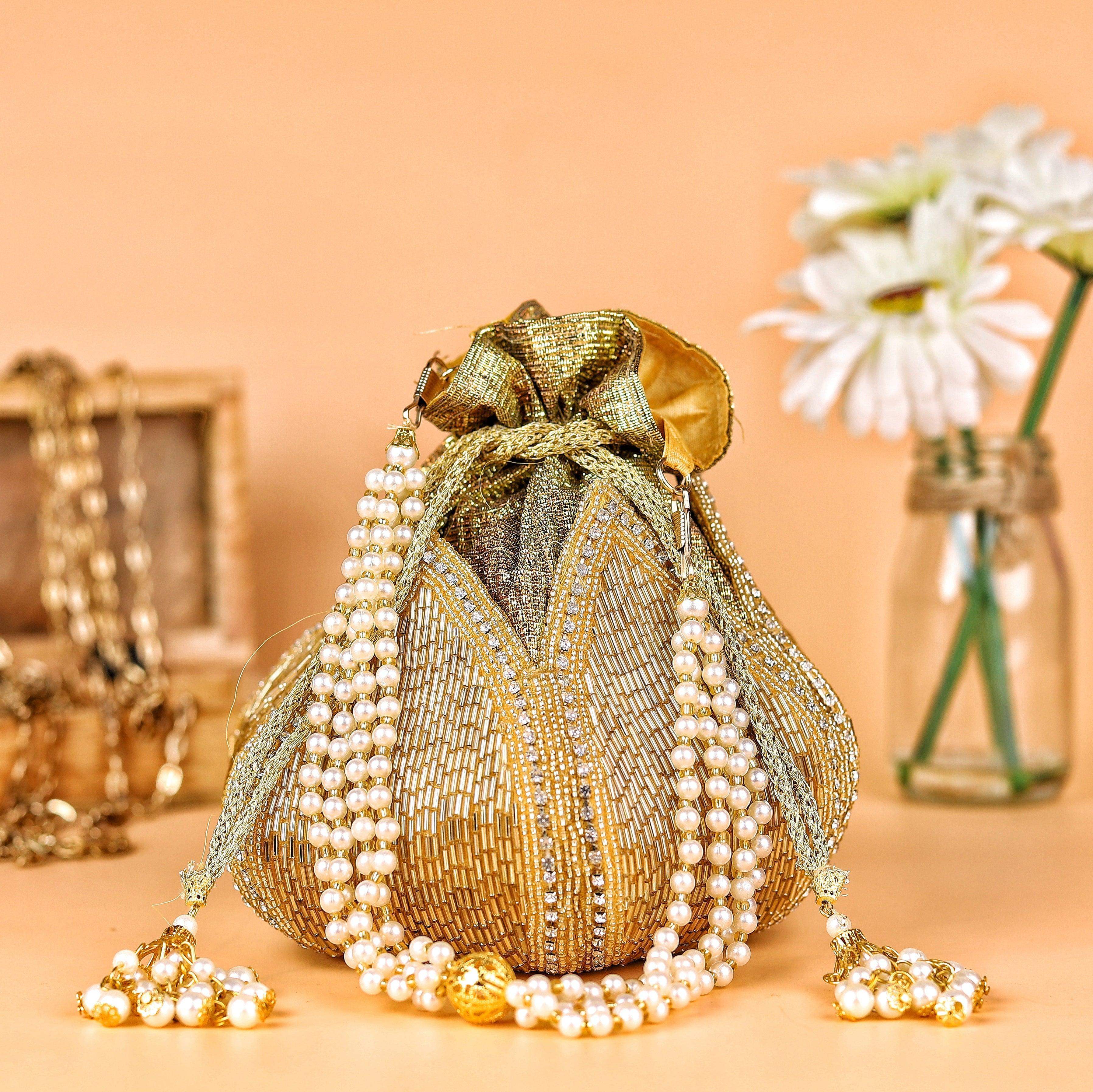 Shanaya Embroidered Mini Lotus Potli - SUGARCRUSH