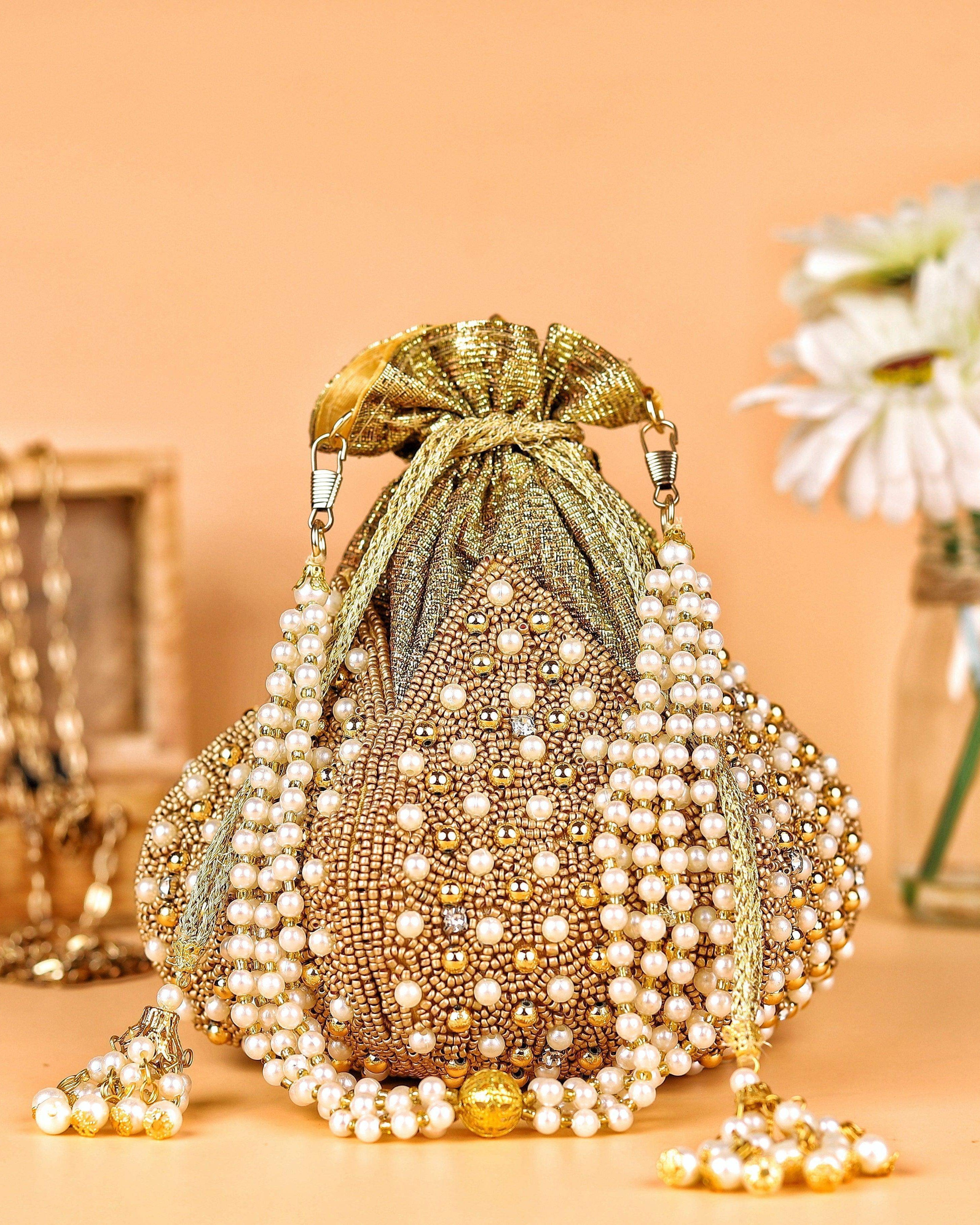 Diya Embroidered Mini Lotus Potli - SUGARCRUSH