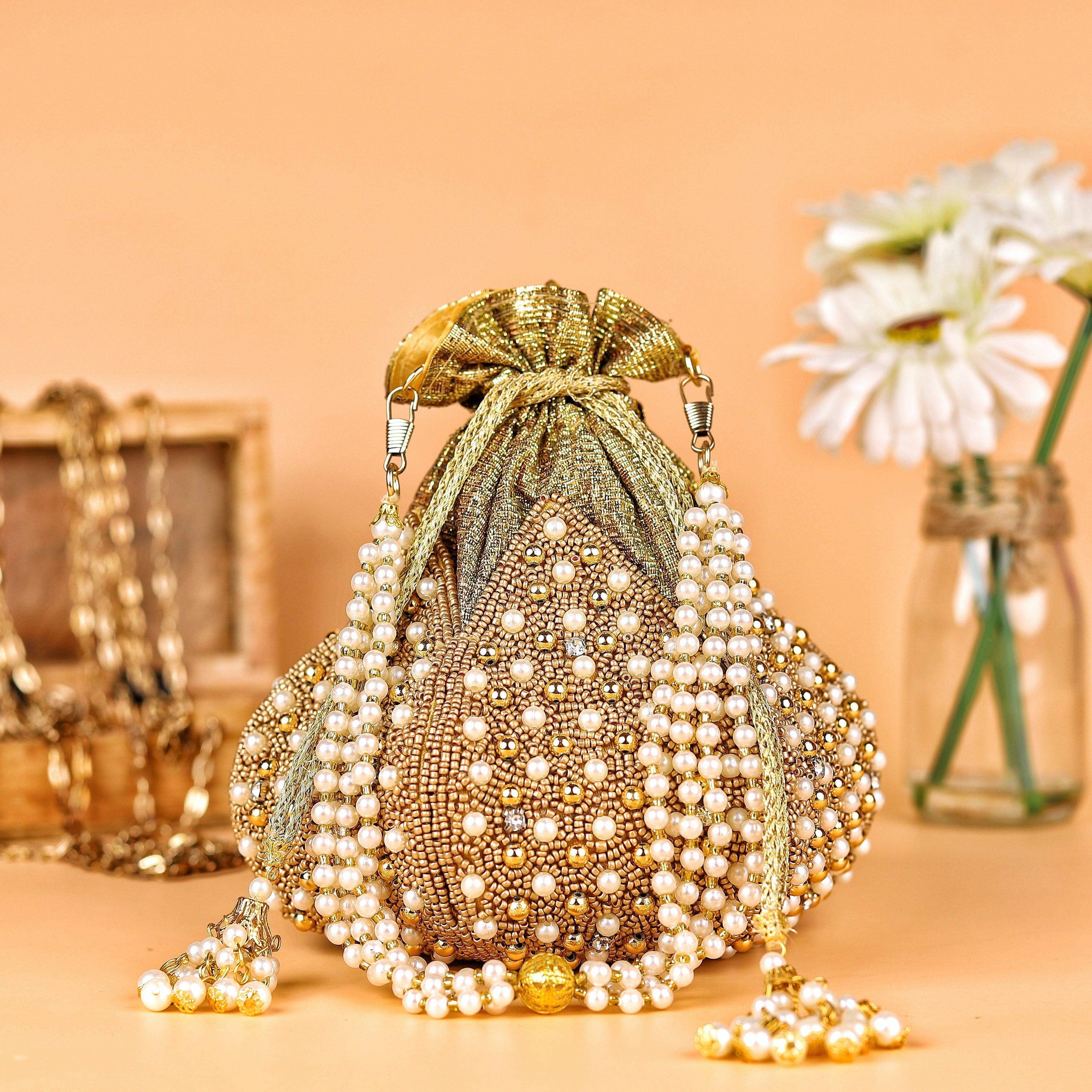 Diya Embroidered Mini Lotus Potli - SUGARCRUSH