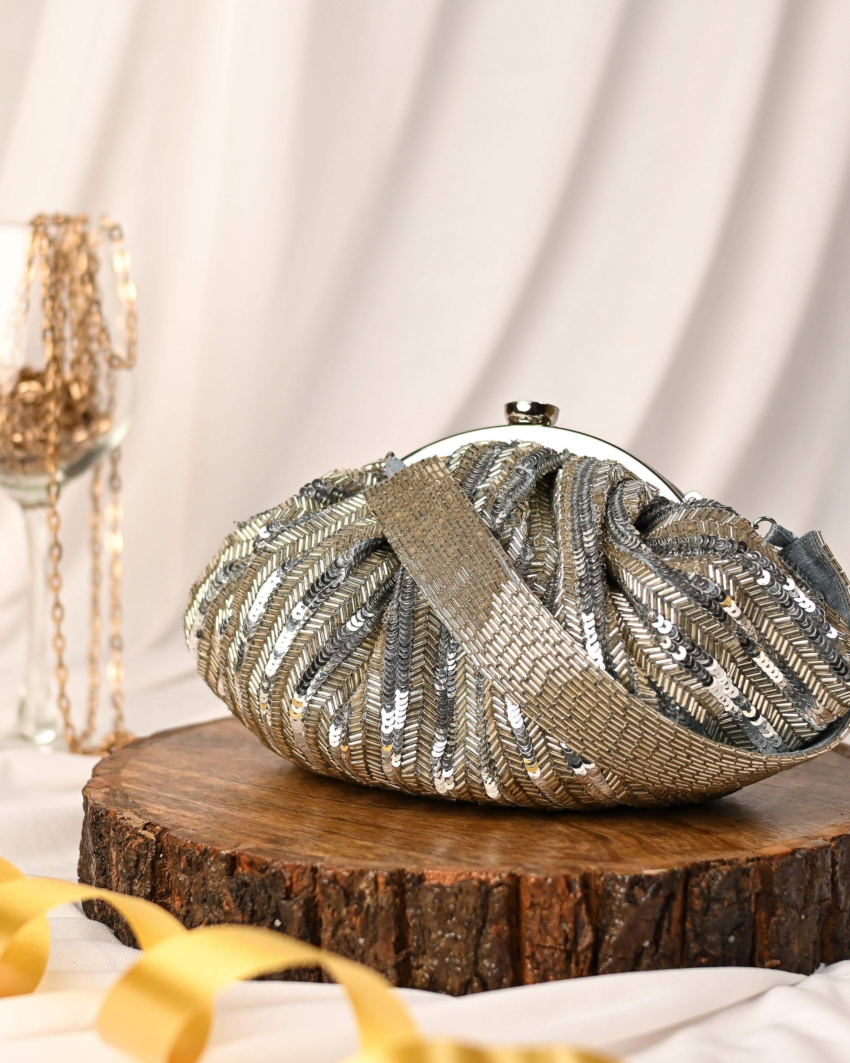 sugarcrush Lustrous Silver Soft Pouch with Handle - SUGARCRUSH