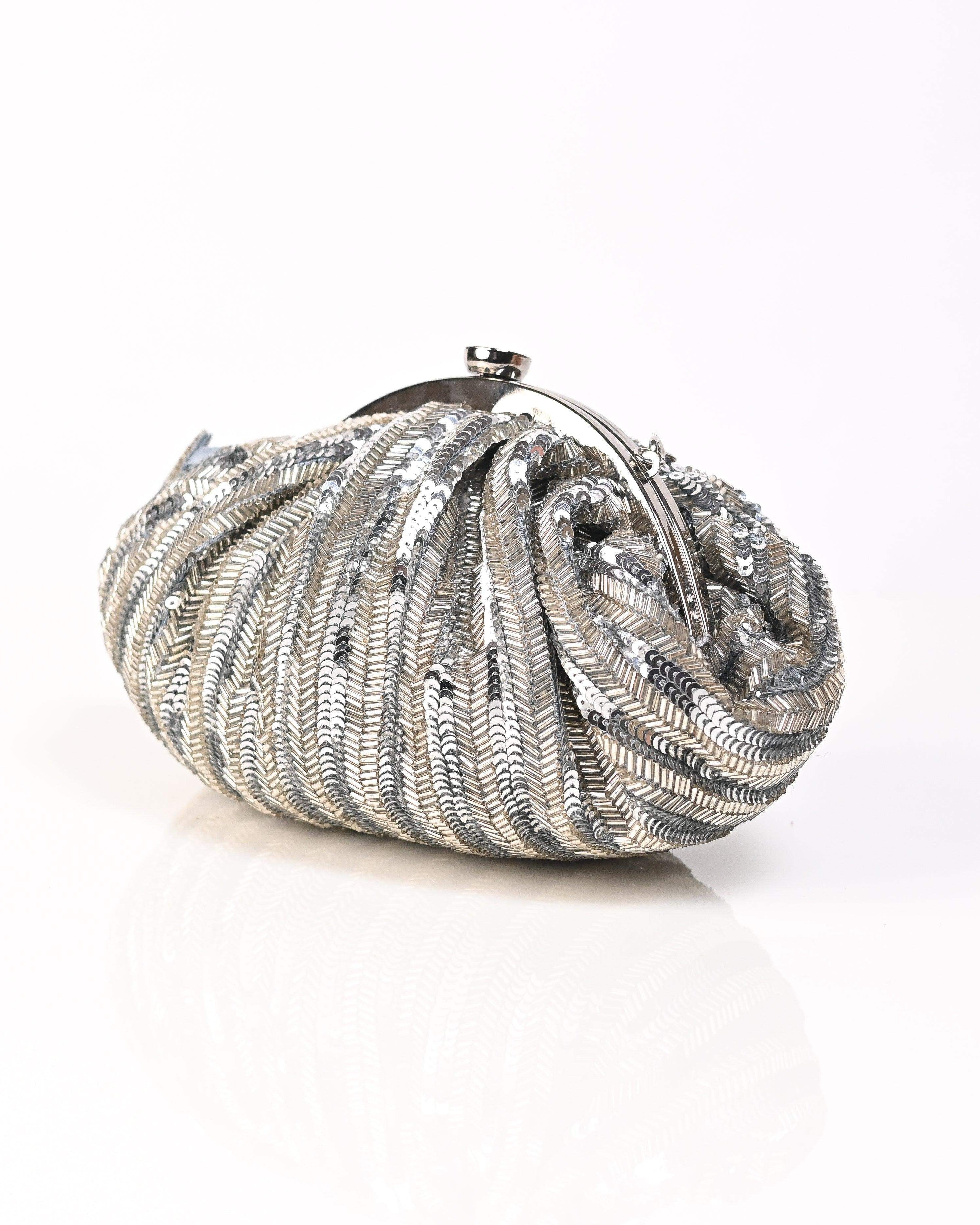 sugarcrush Lustrous Silver Soft Pouch with Handle - SUGARCRUSH