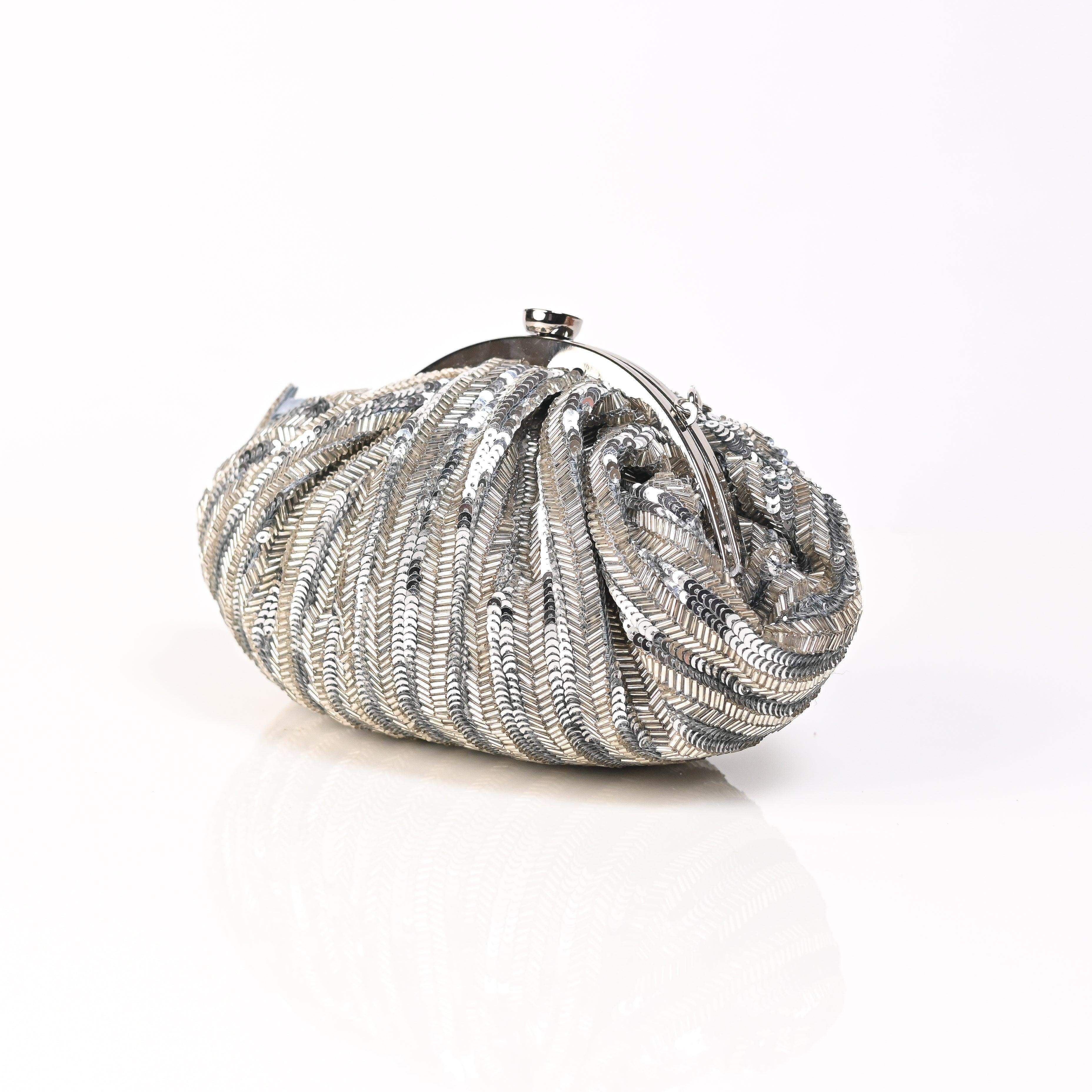 sugarcrush Lustrous Silver Soft Pouch with Handle - SUGARCRUSH