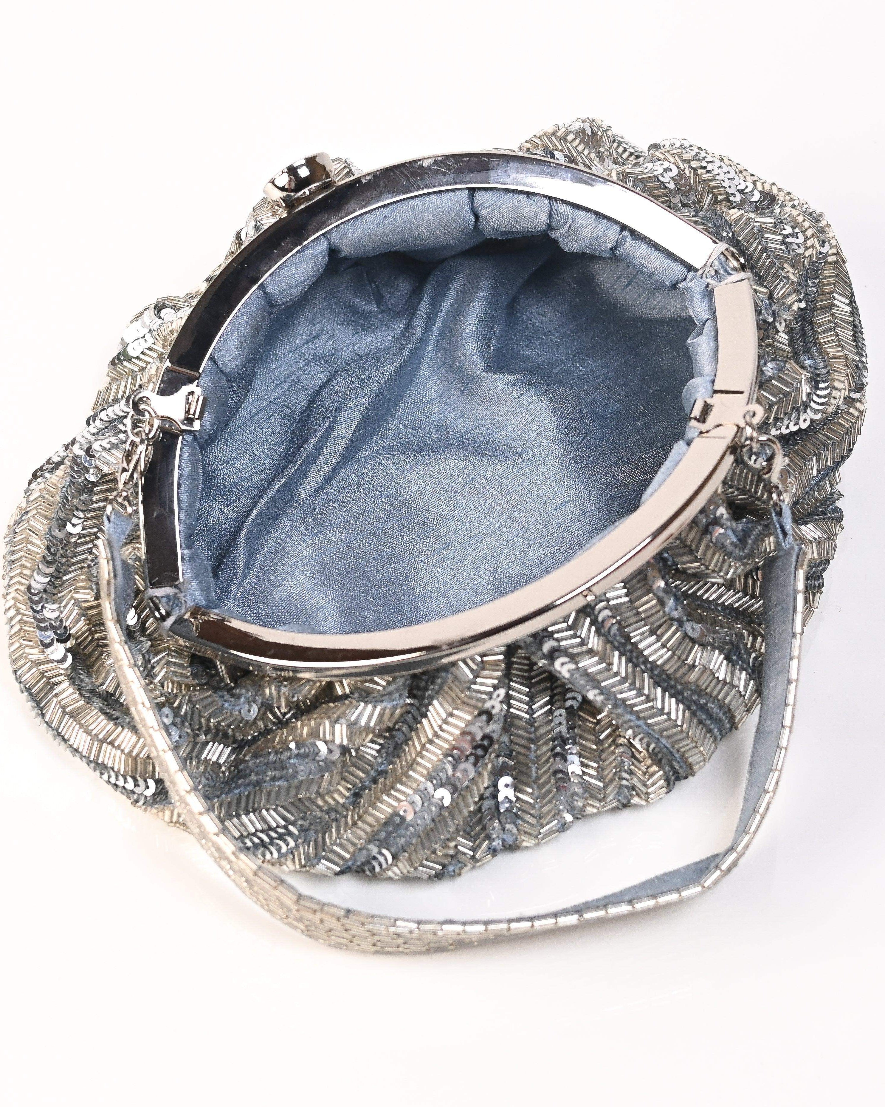sugarcrush Lustrous Silver Soft Pouch with Handle - SUGARCRUSH