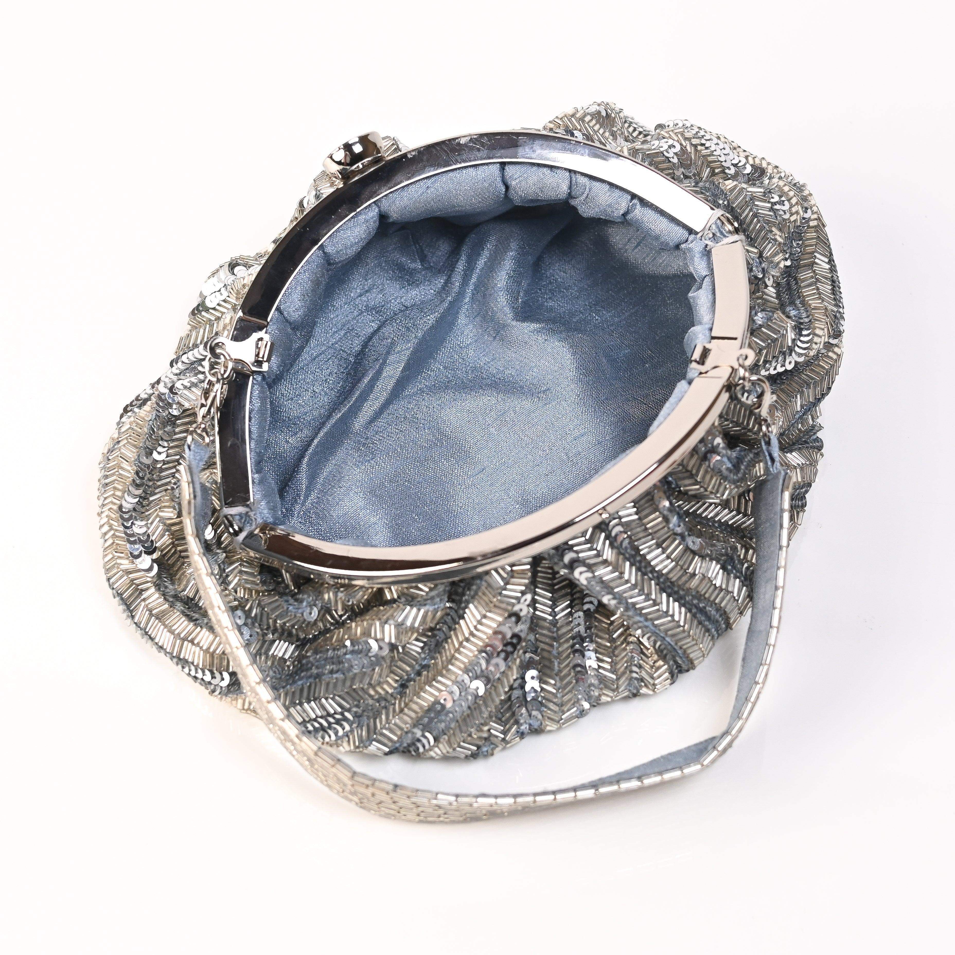 sugarcrush Lustrous Silver Soft Pouch with Handle - SUGARCRUSH