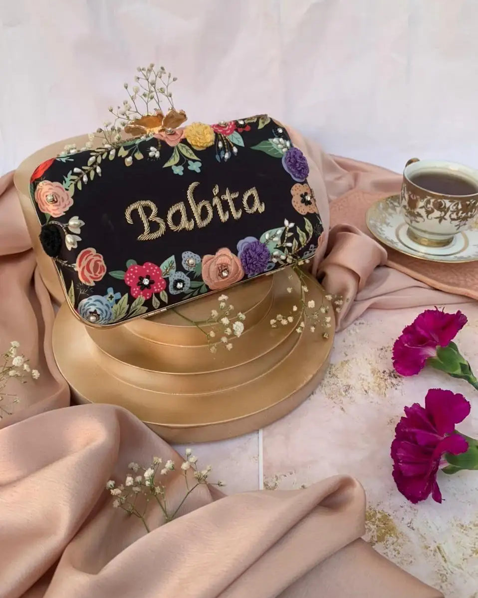 Customised Embroidered Bridal Clutch - SUGARCRUSH