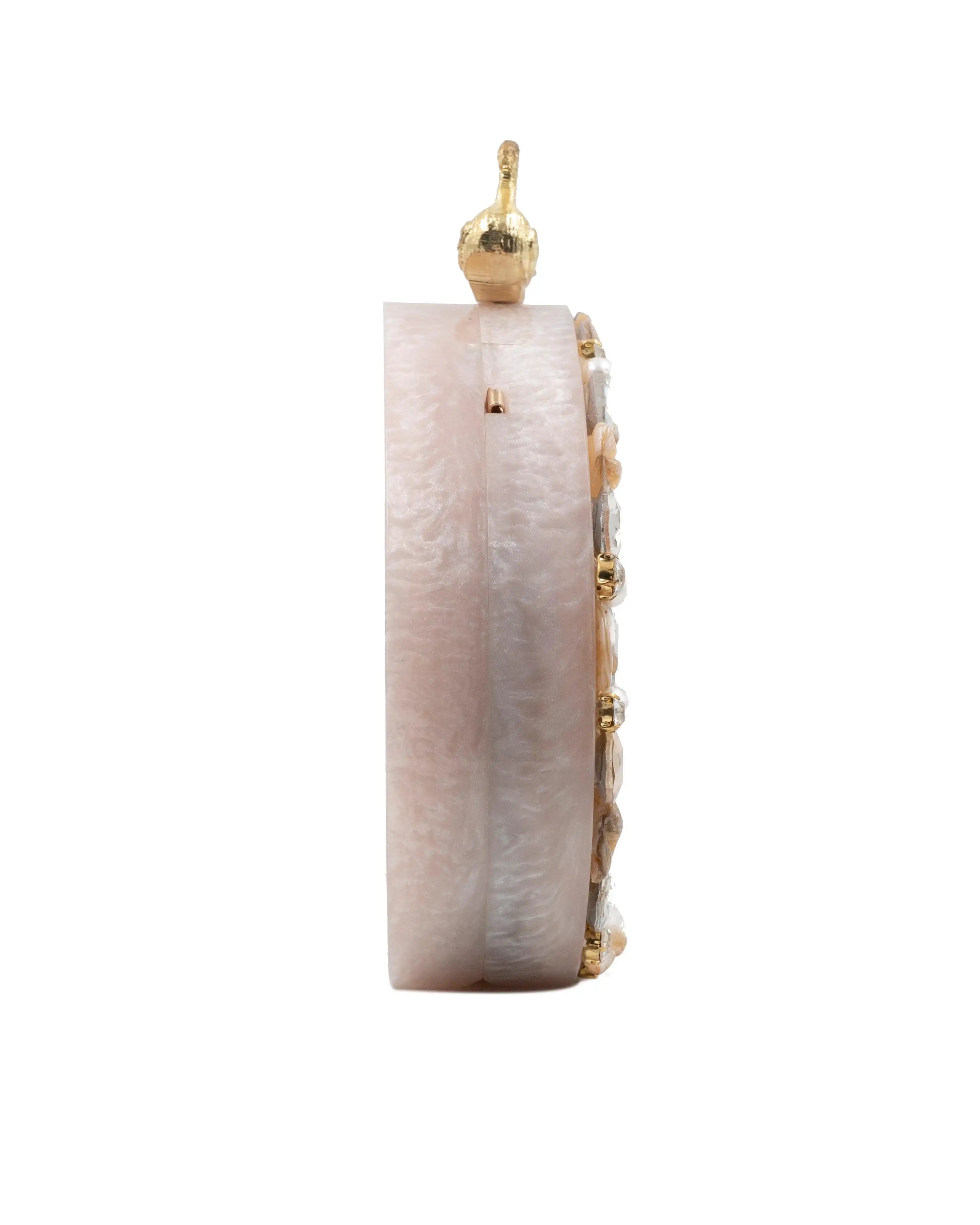 Sugarcrush beige luxury embellished clutch - SUGARCRUSH