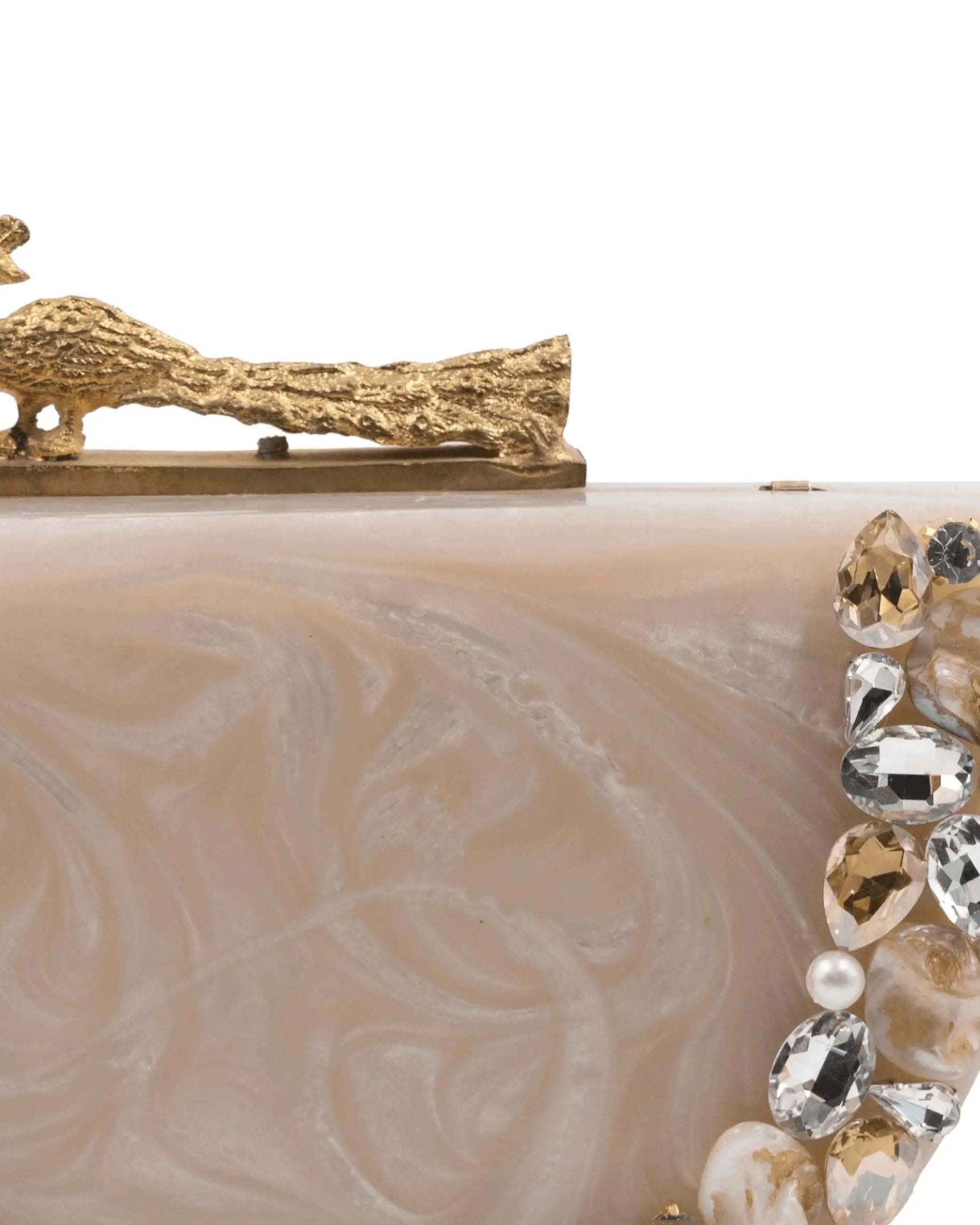 Sugarcrush beige luxury embellished clutch - SUGARCRUSH