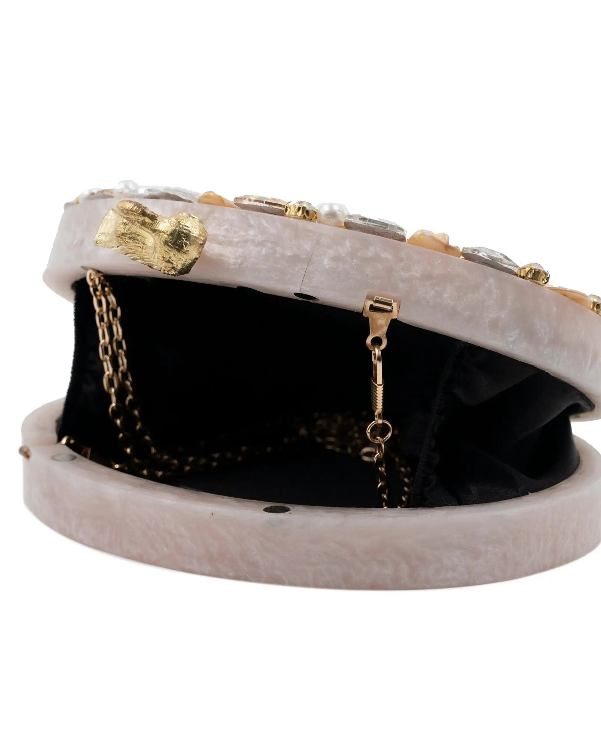 Sugarcrush beige luxury embellished clutch - SUGARCRUSH