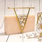 sugarcrush Beige luxury embellished clutch with handle - SUGARCRUSH
