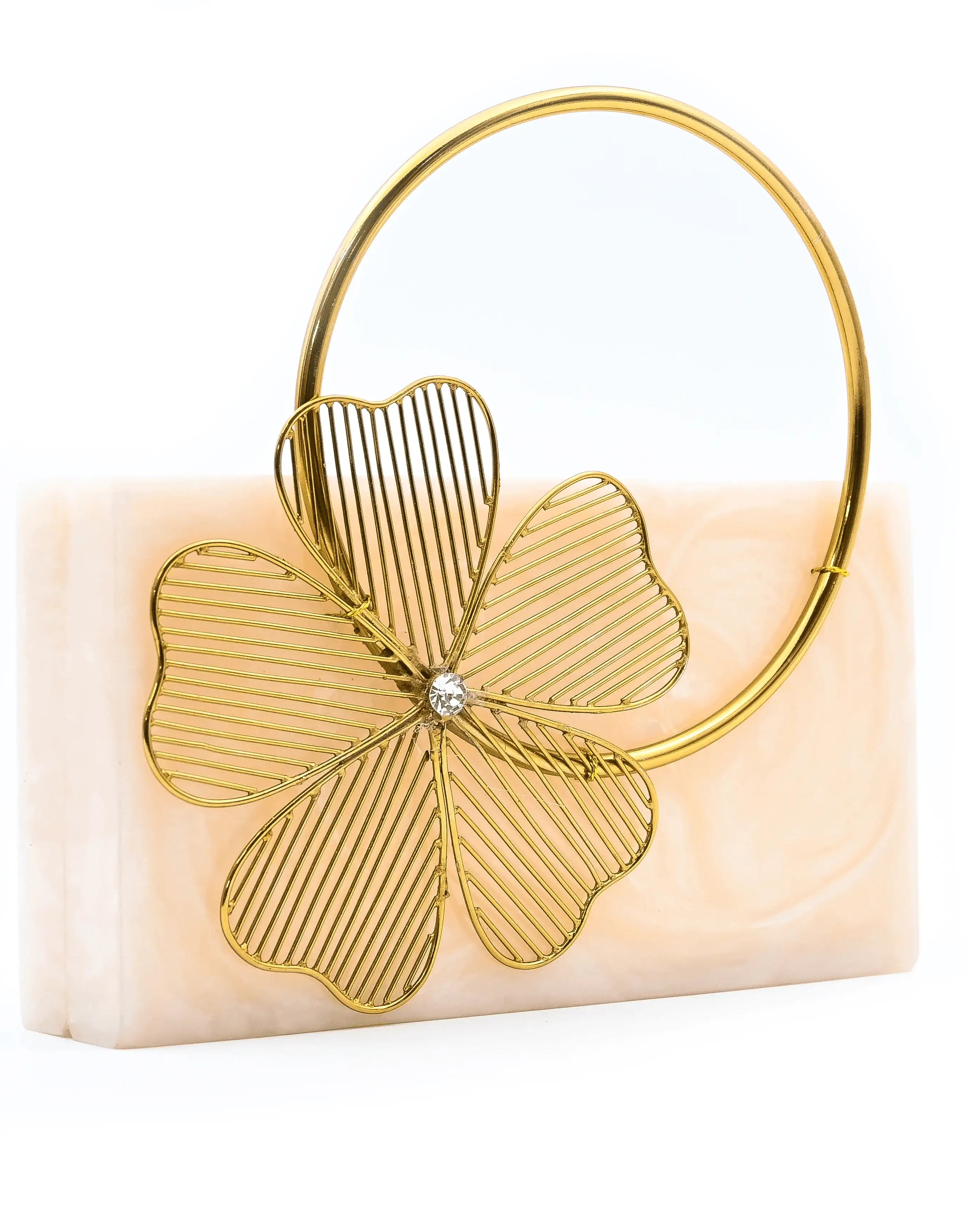 Sugarcrush Beige luxury embellished clutch with handle - SUGARCRUSH