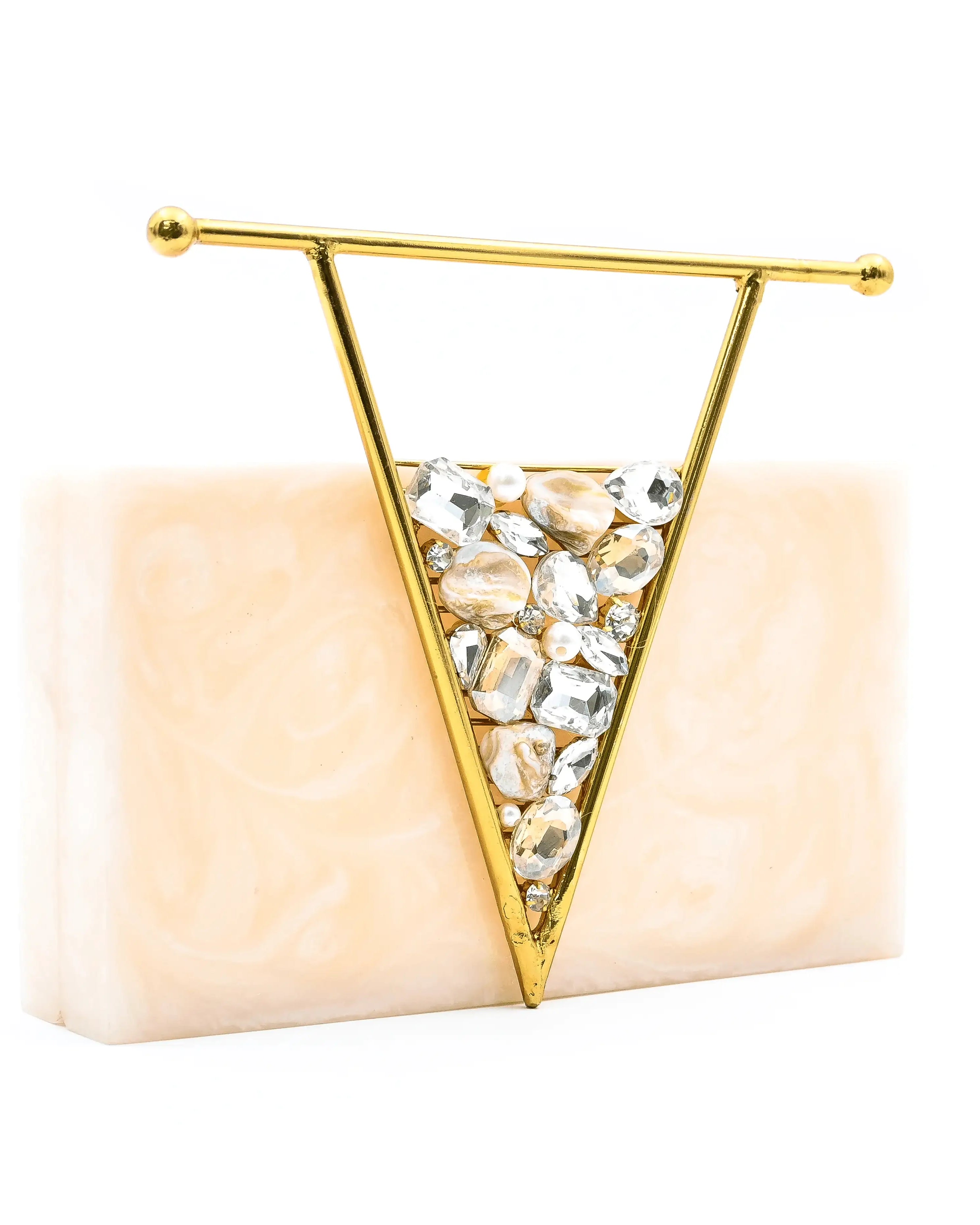 sugarcrush Beige luxury embellished clutch with handle - SUGARCRUSH