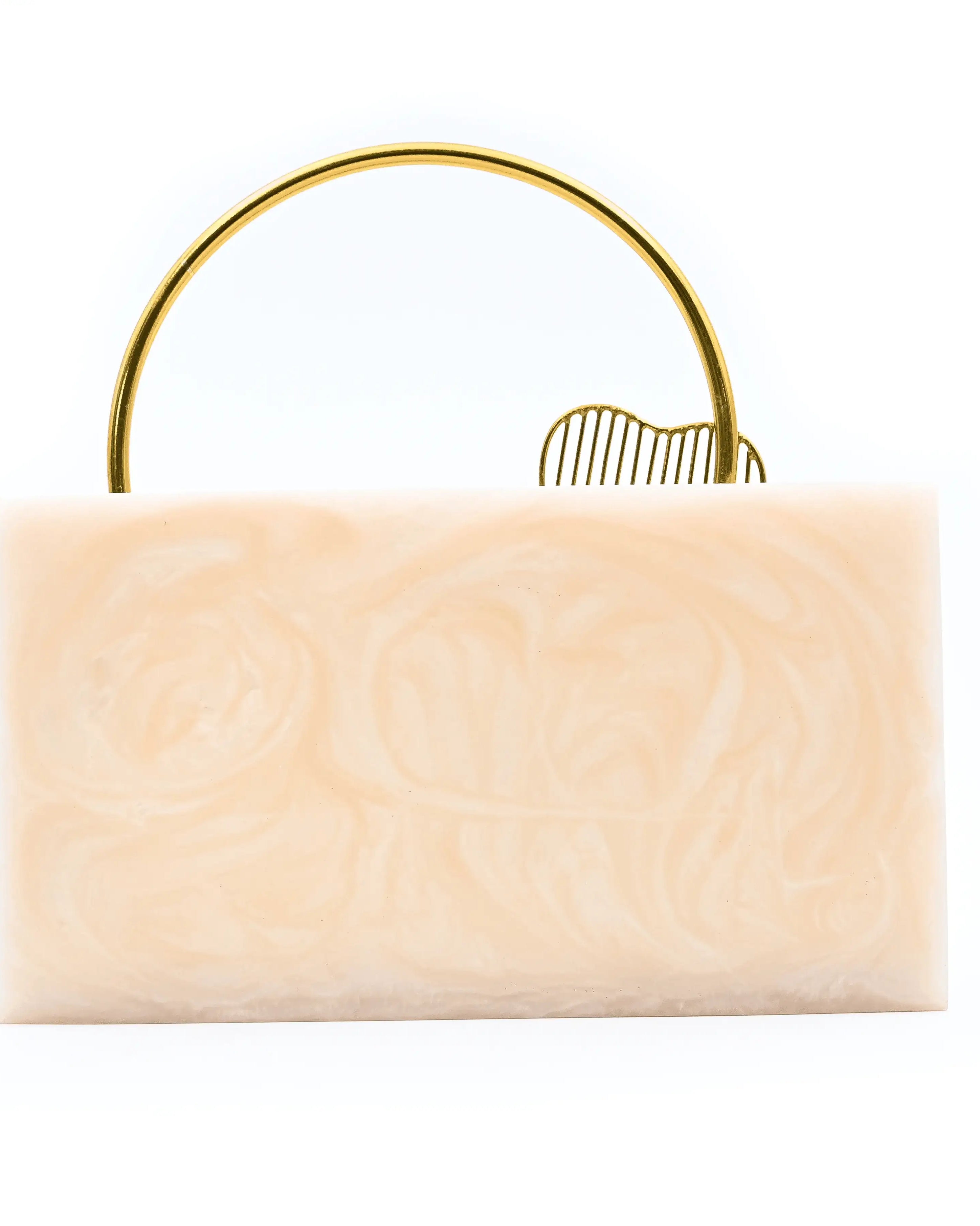 Sugarcrush Beige luxury embellished clutch with handle - SUGARCRUSH