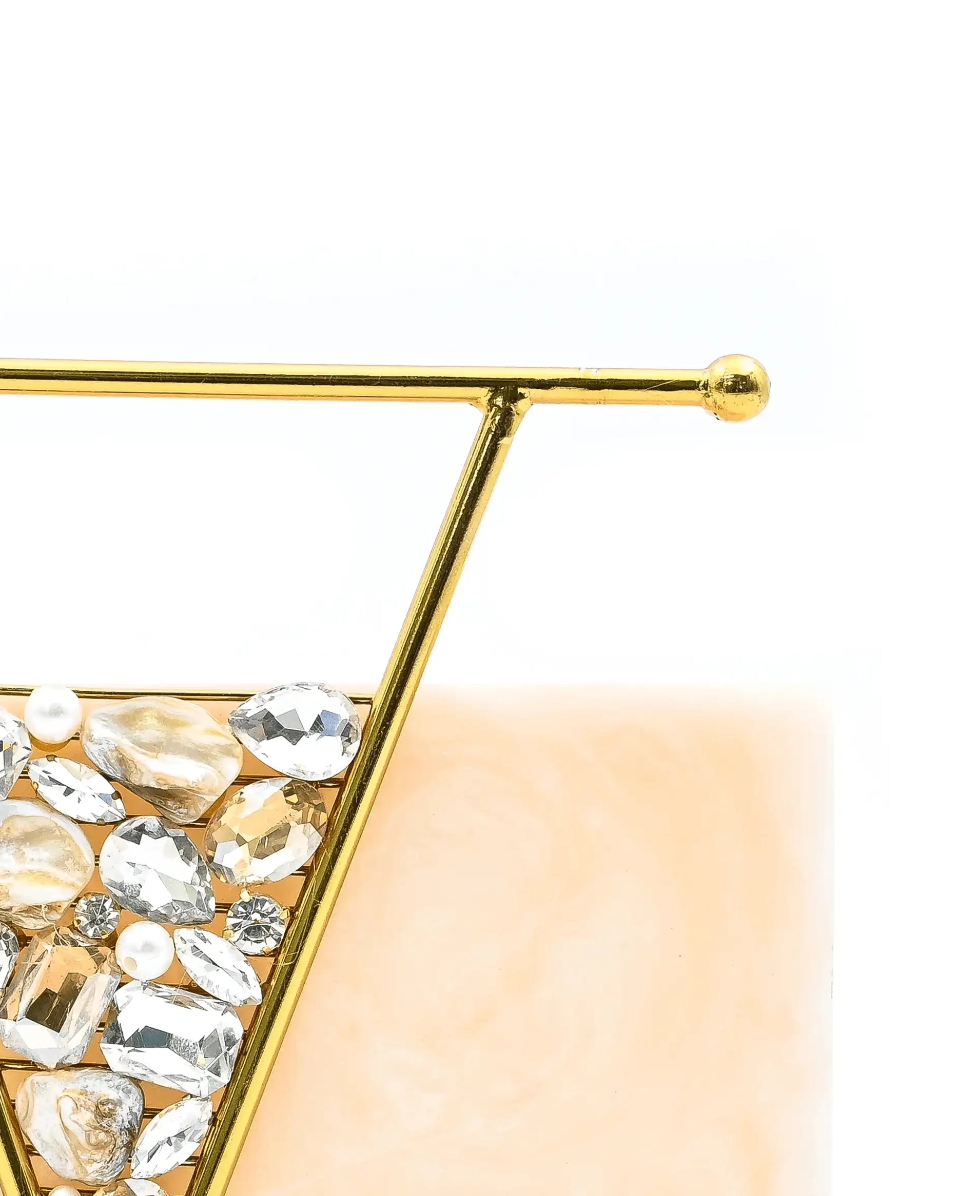 sugarcrush Beige luxury embellished clutch with handle - SUGARCRUSH