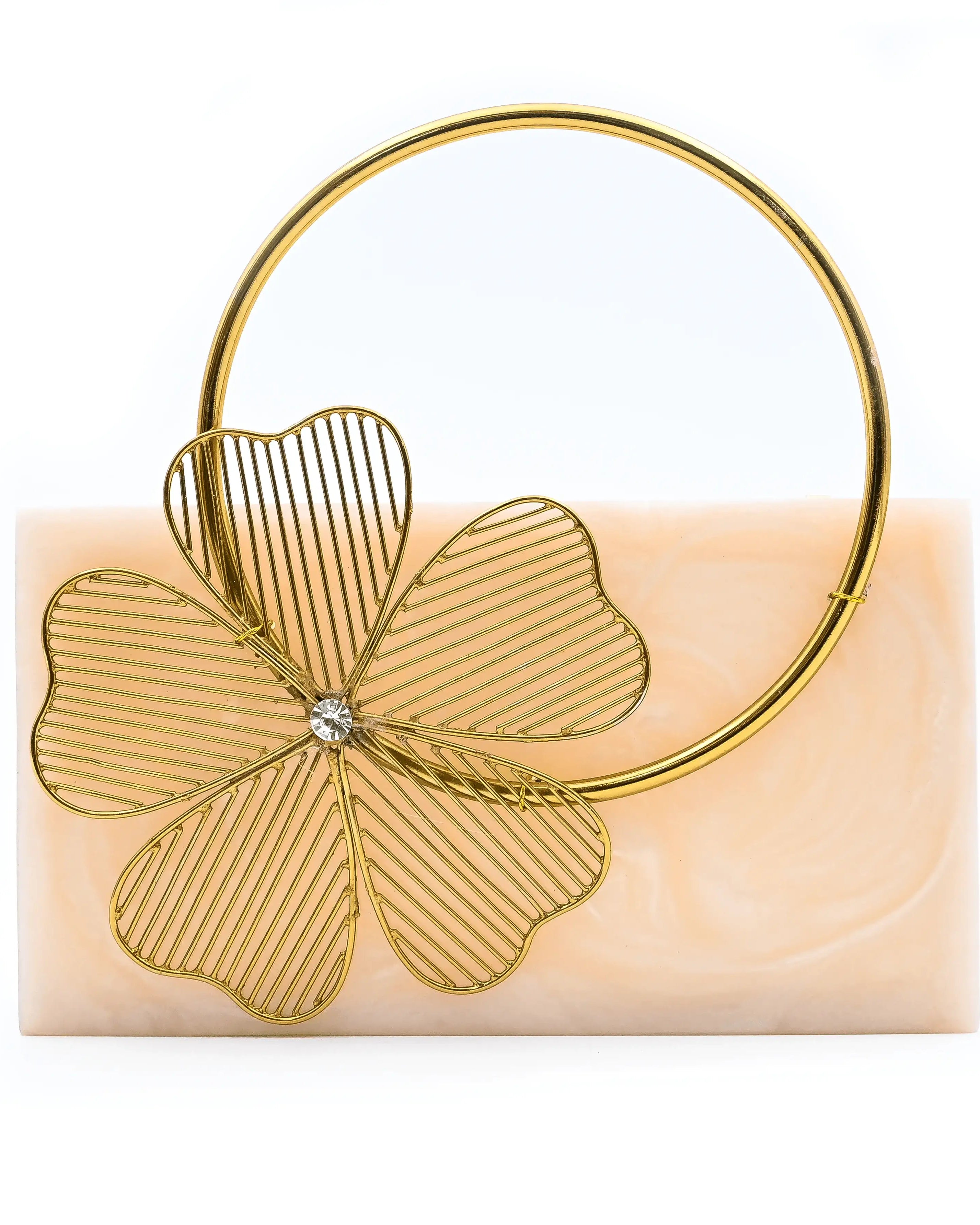 Sugarcrush Beige luxury embellished clutch with handle - SUGARCRUSH