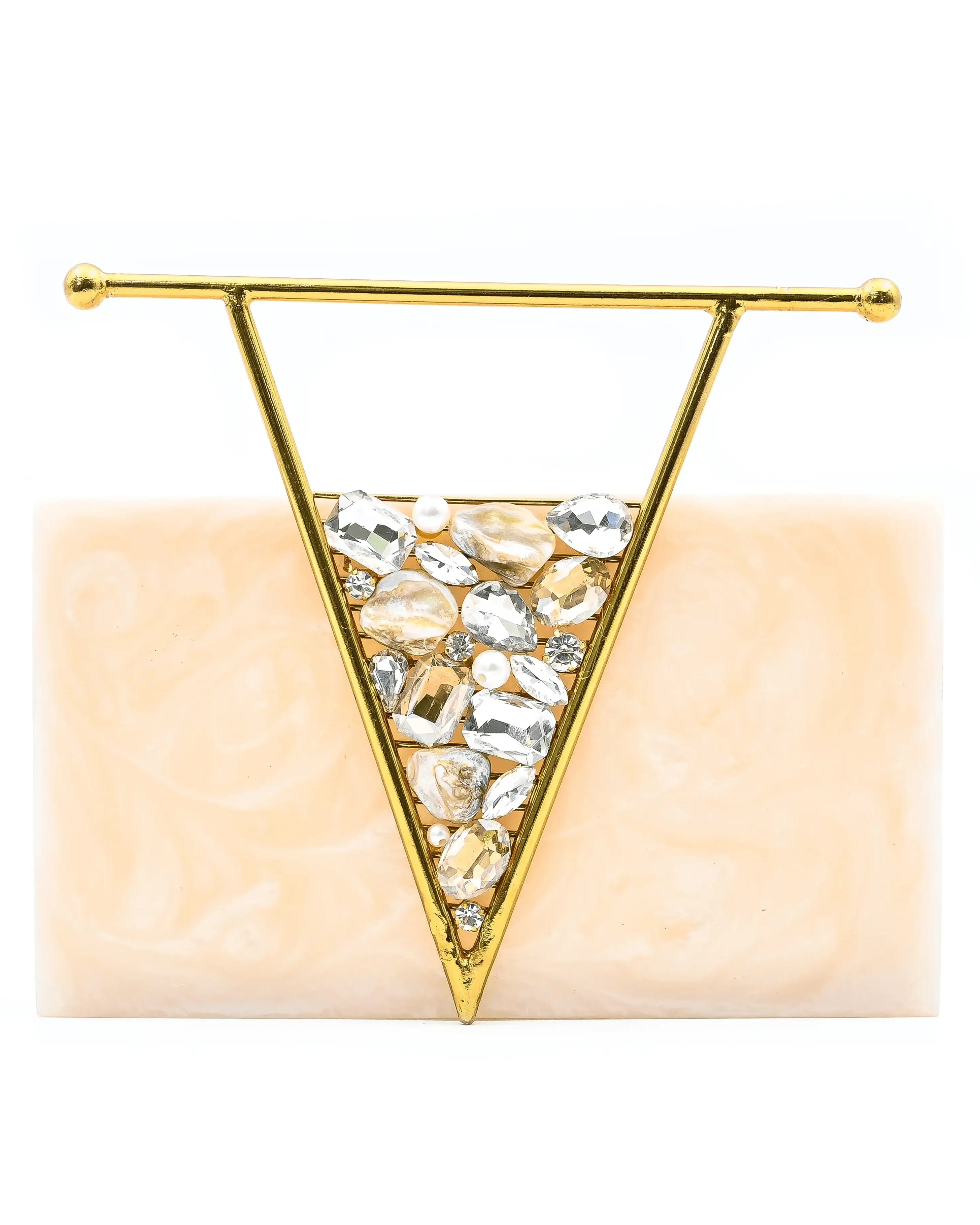 sugarcrush Beige luxury embellished clutch with handle - SUGARCRUSH