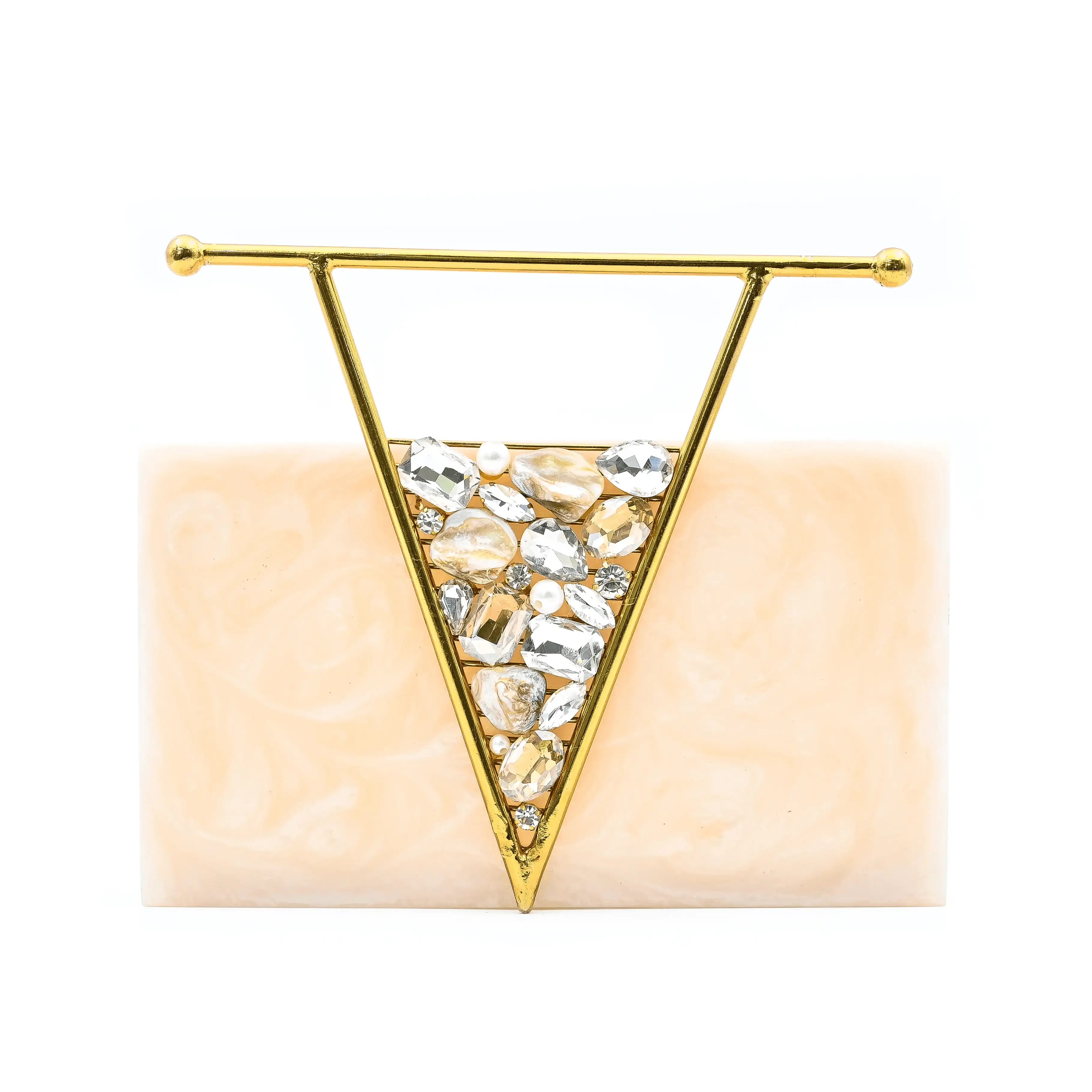 sugarcrush Beige luxury embellished clutch with handle - SUGARCRUSH