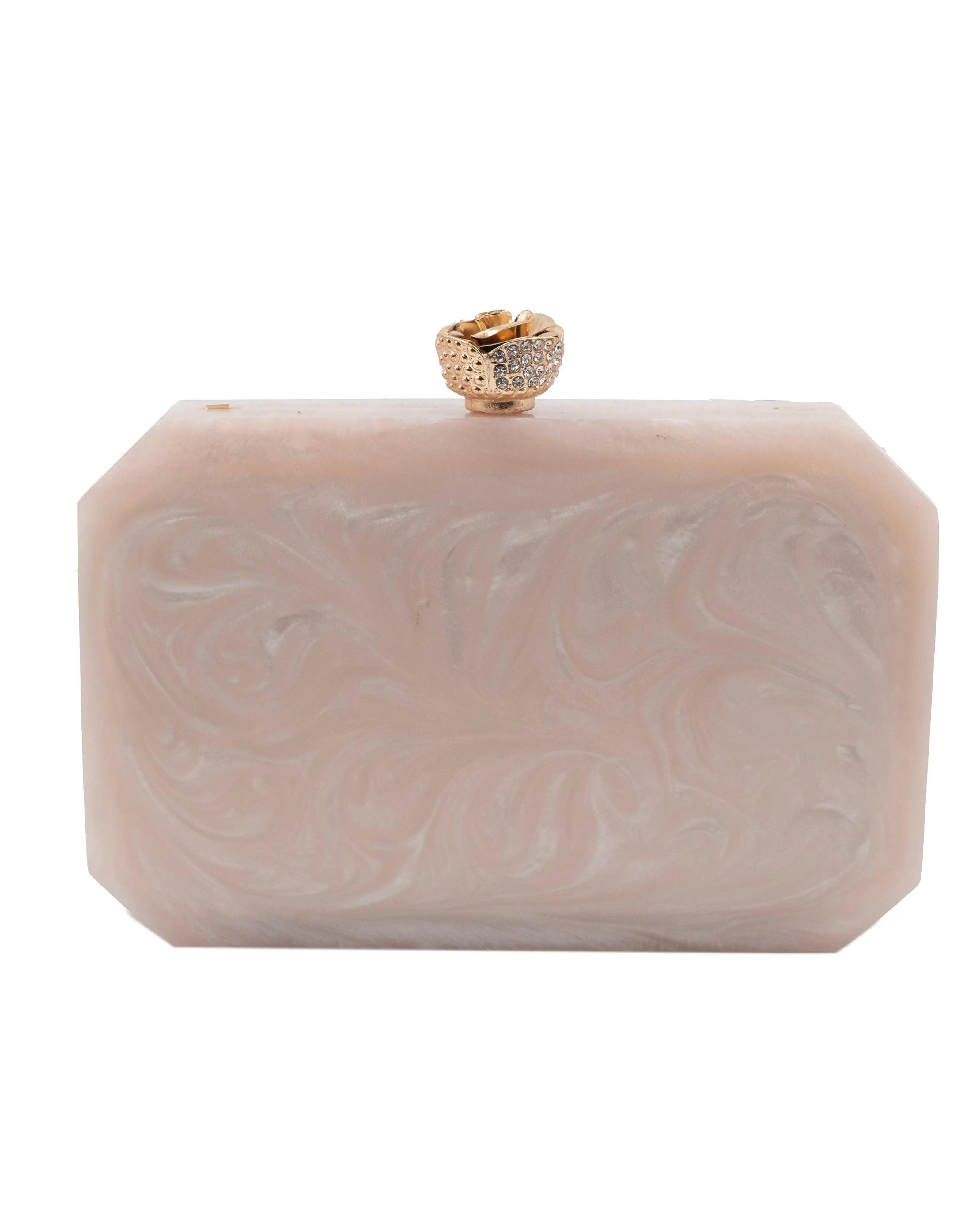 Sugarcrush beige luxury Resin Bridal embellished clutch - SUGARCRUSH