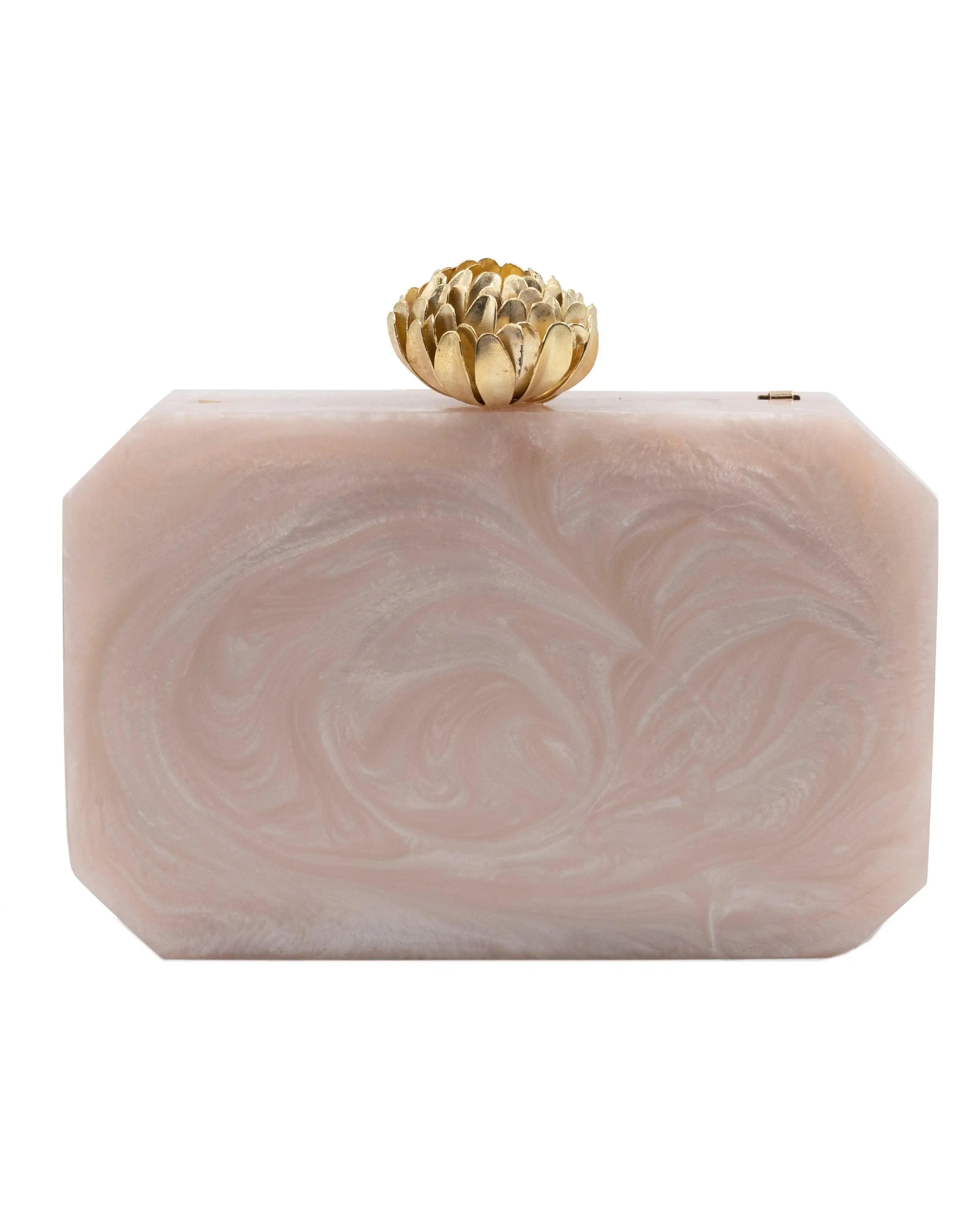 Sugarcrush beige luxury Resin Bridal embellished clutch - SUGARCRUSH