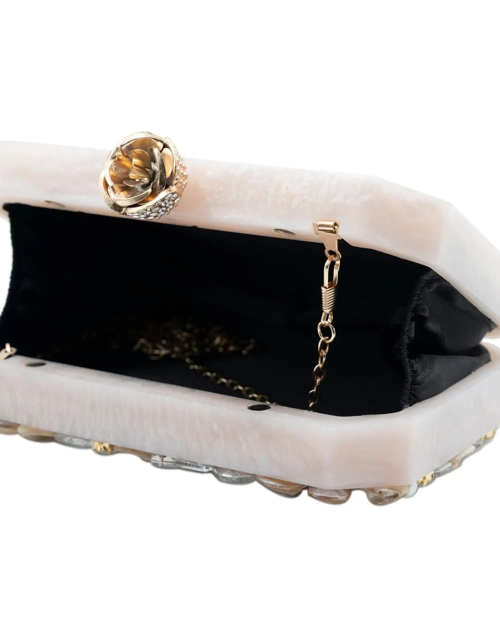 Sugarcrush beige luxury Resin Bridal embellished clutch - SUGARCRUSH