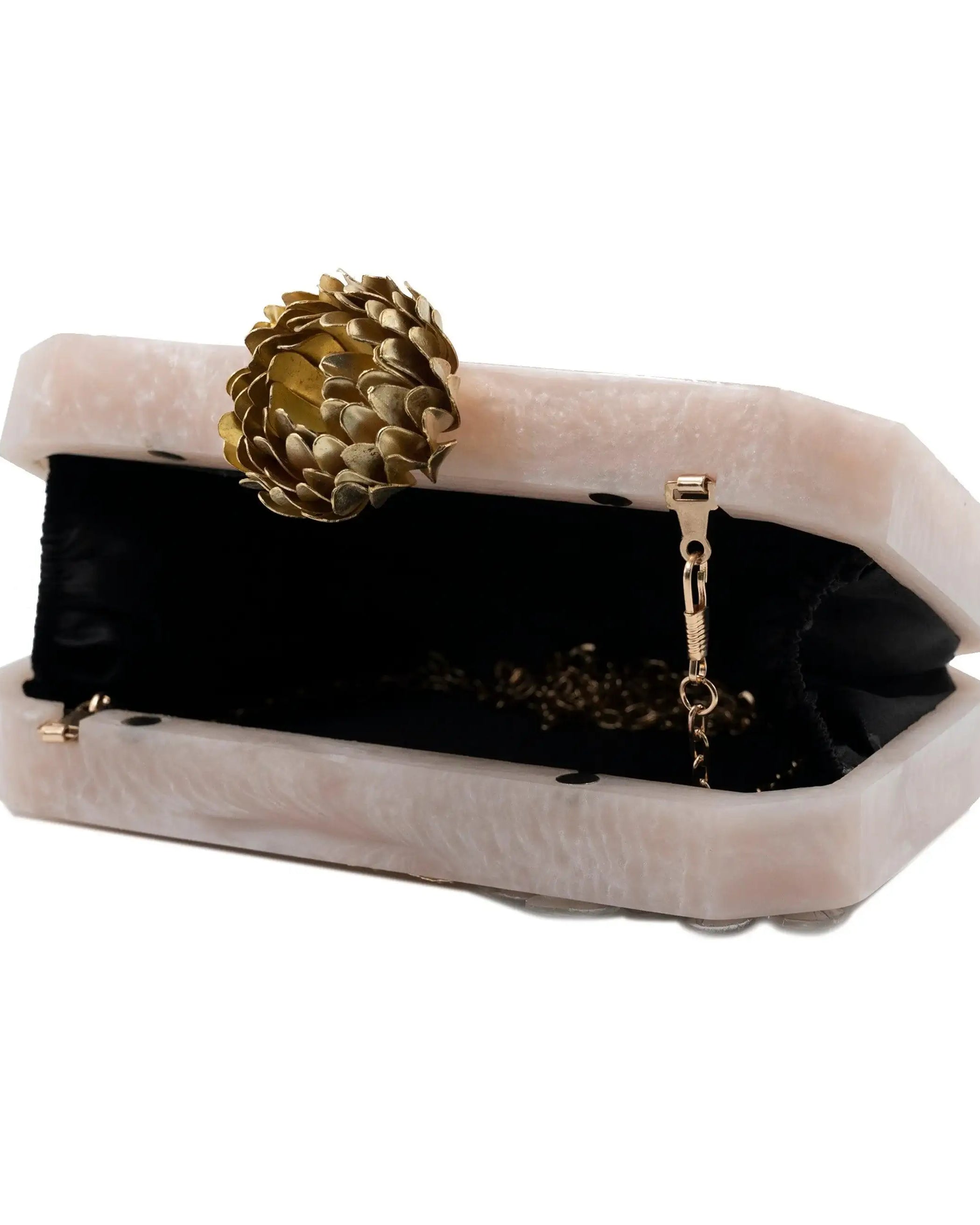 Sugarcrush beige luxury Resin Bridal embellished clutch - SUGARCRUSH