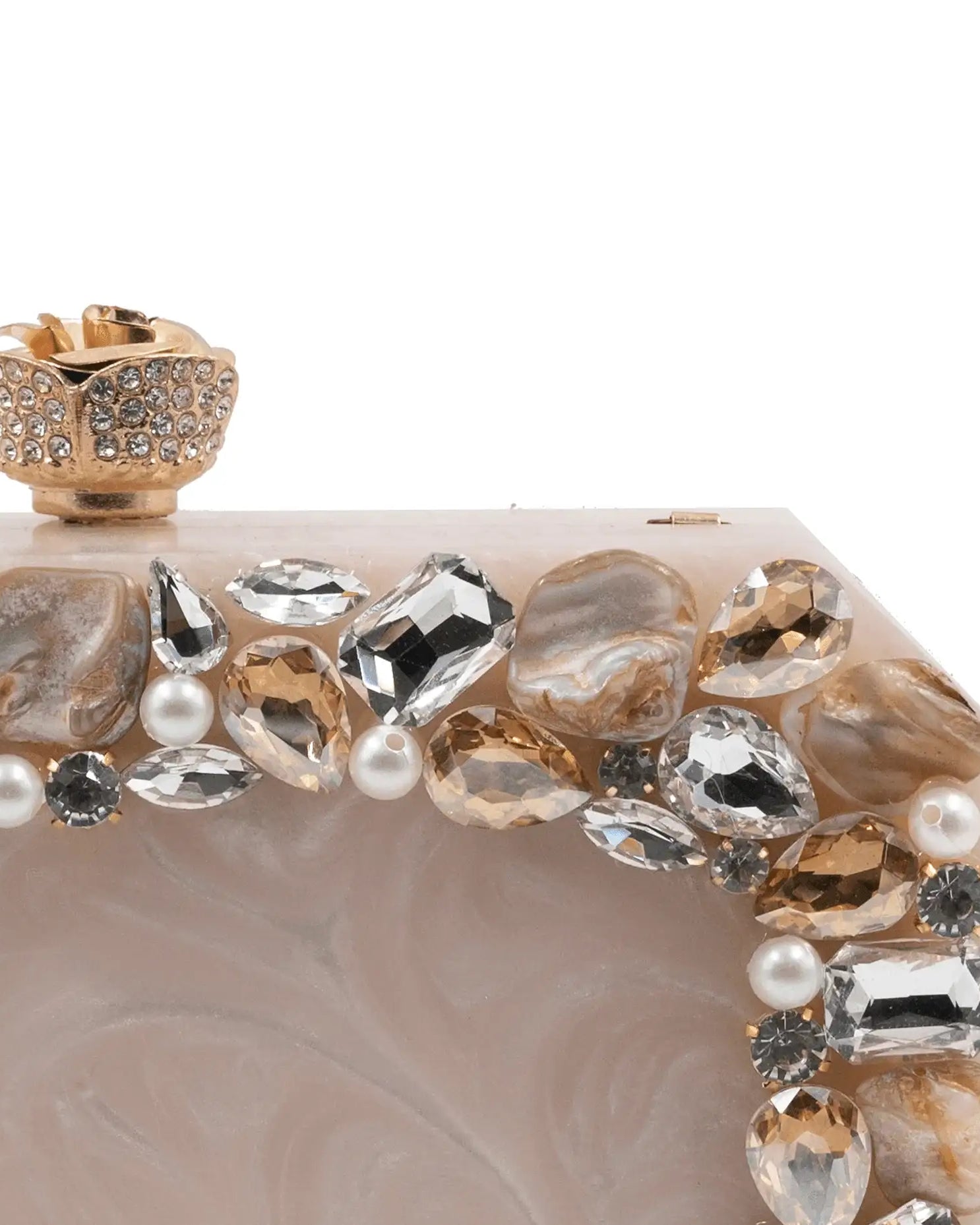 Sugarcrush beige luxury Resin Bridal embellished clutch - SUGARCRUSH