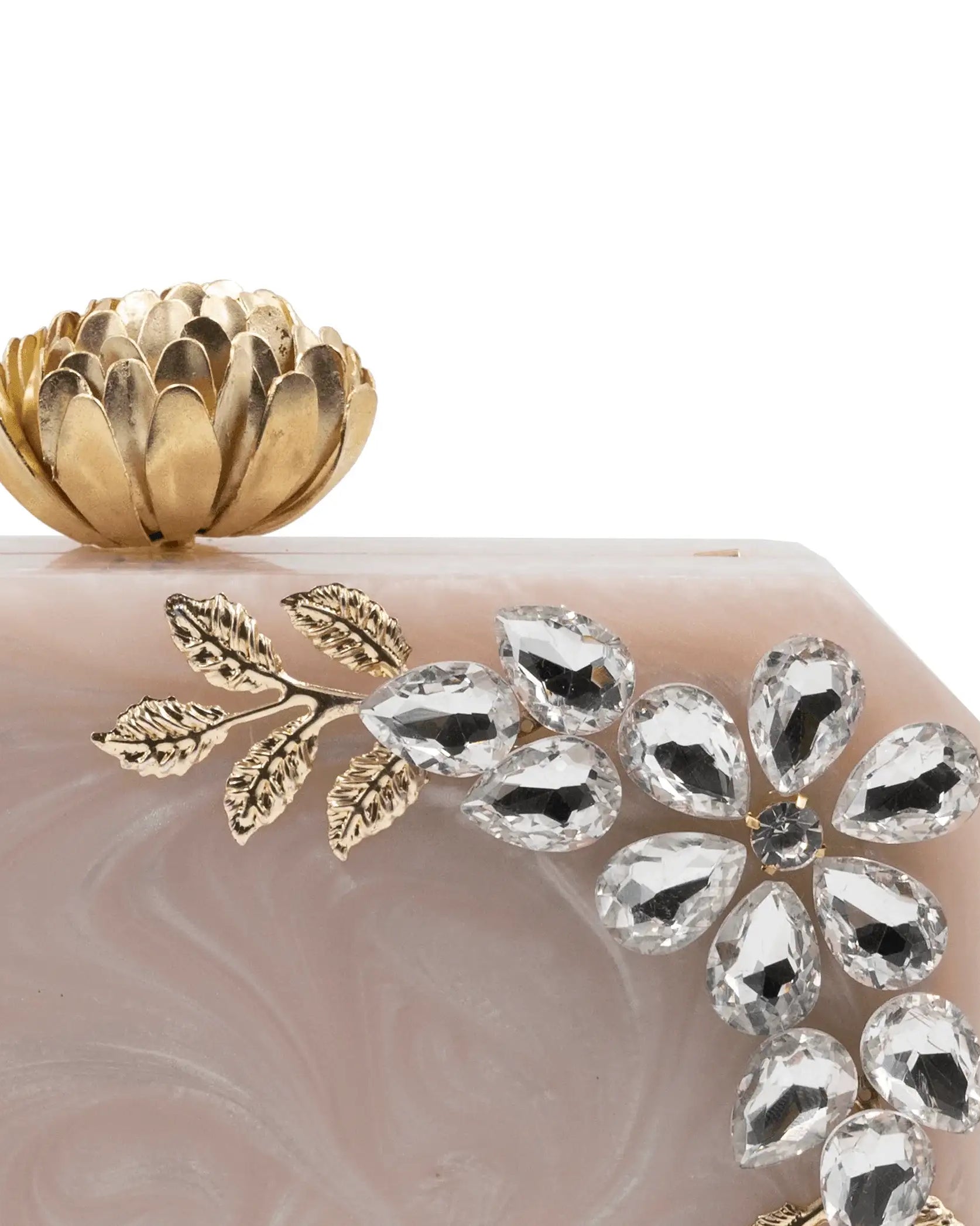 Sugarcrush beige luxury Resin Bridal embellished clutch - SUGARCRUSH