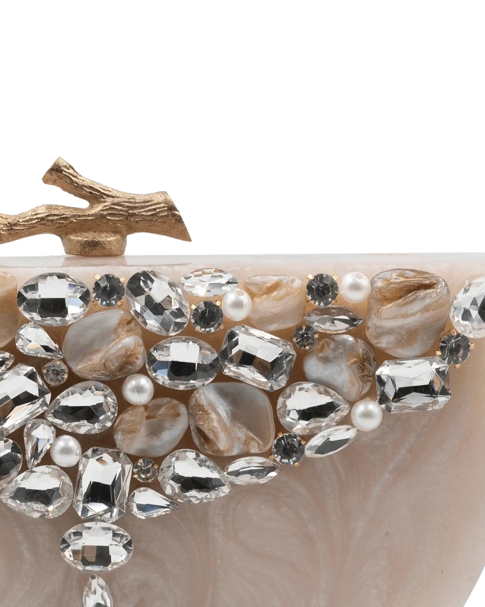 Sugarcrush beige luxury Resin Bridal embellished clutchl - SUGARCRUSH