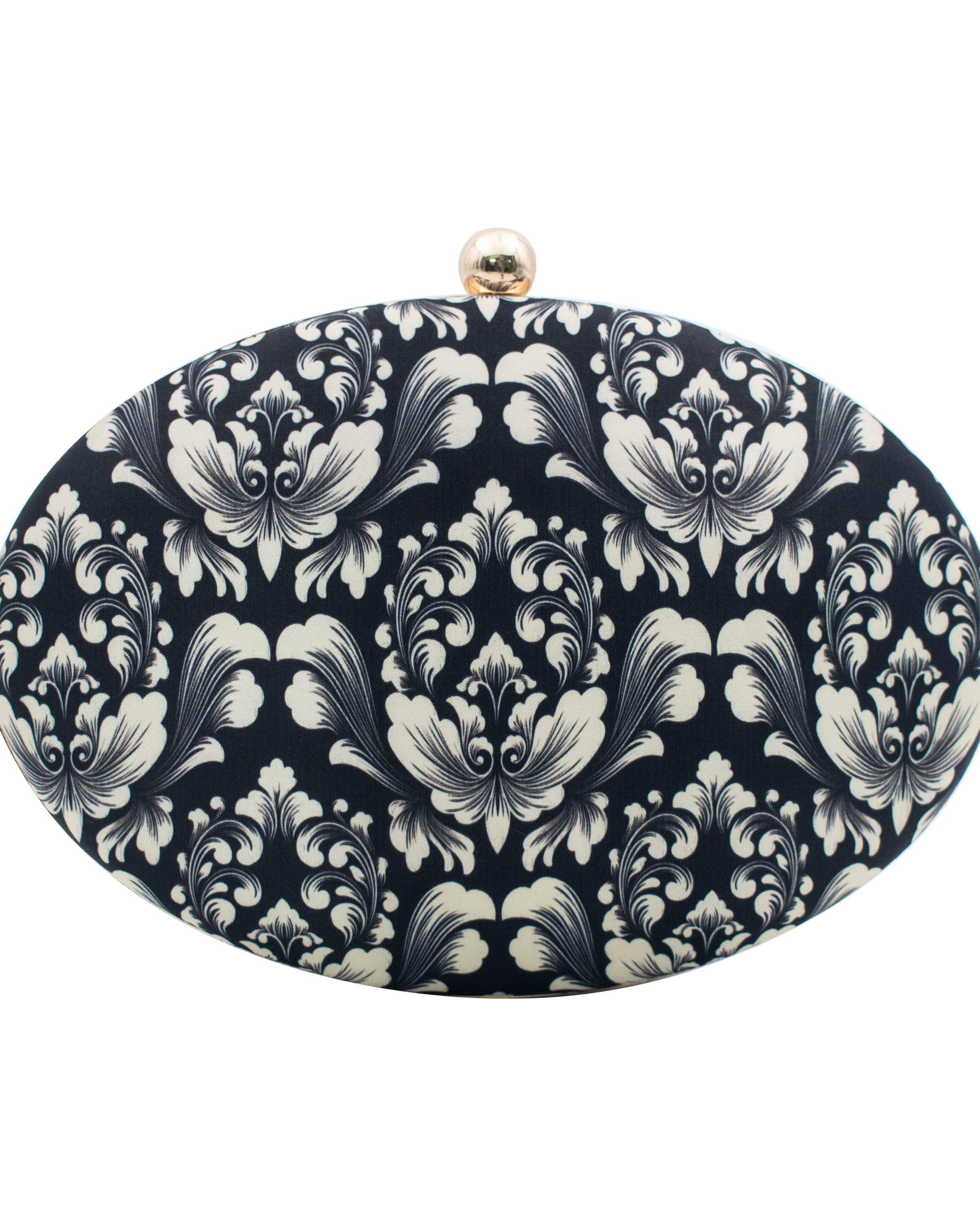 Sugarcrush Black Leaves Printed Clutch - SUGARCRUSH