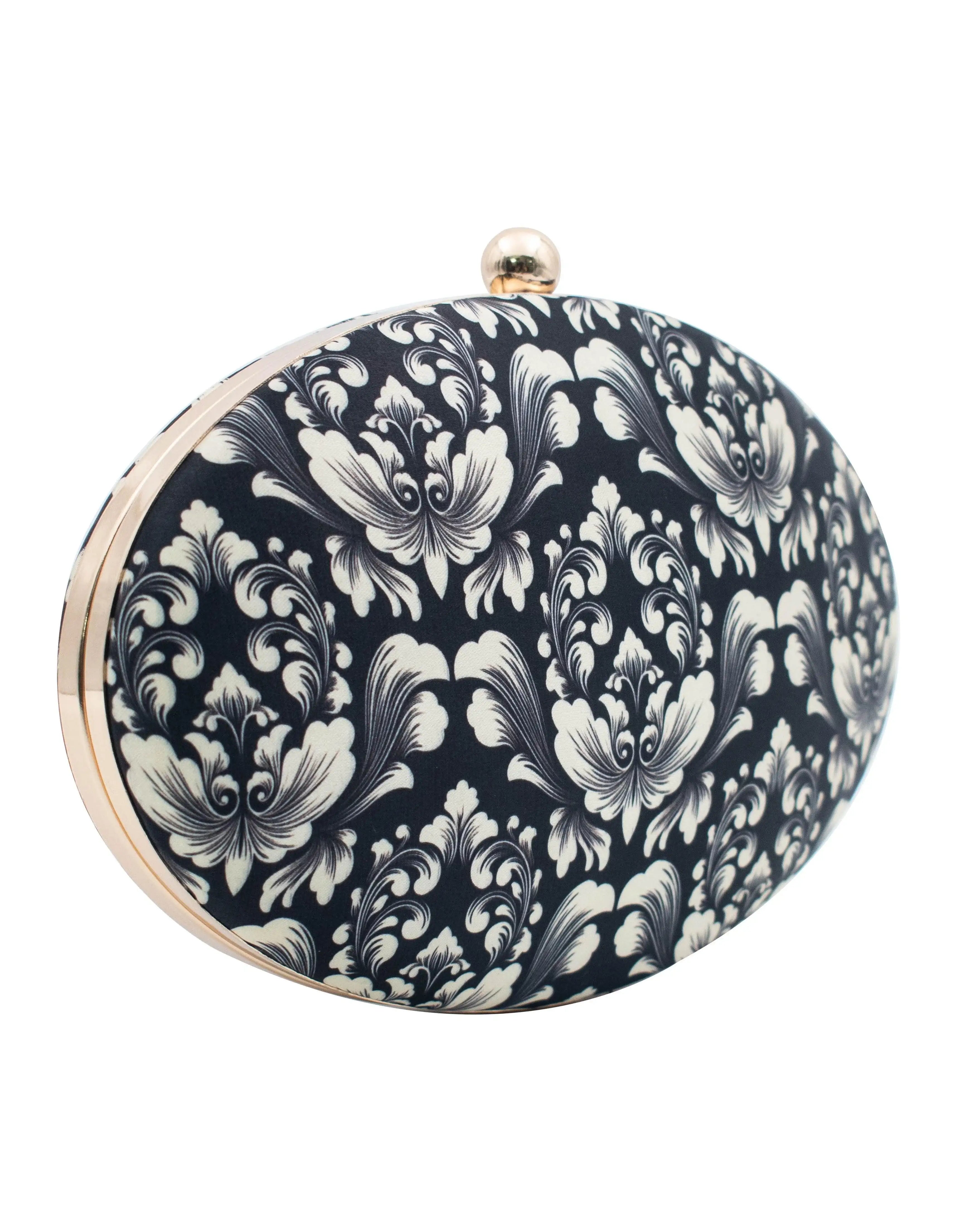 Sugarcrush Black Leaves Printed Clutch - SUGARCRUSH