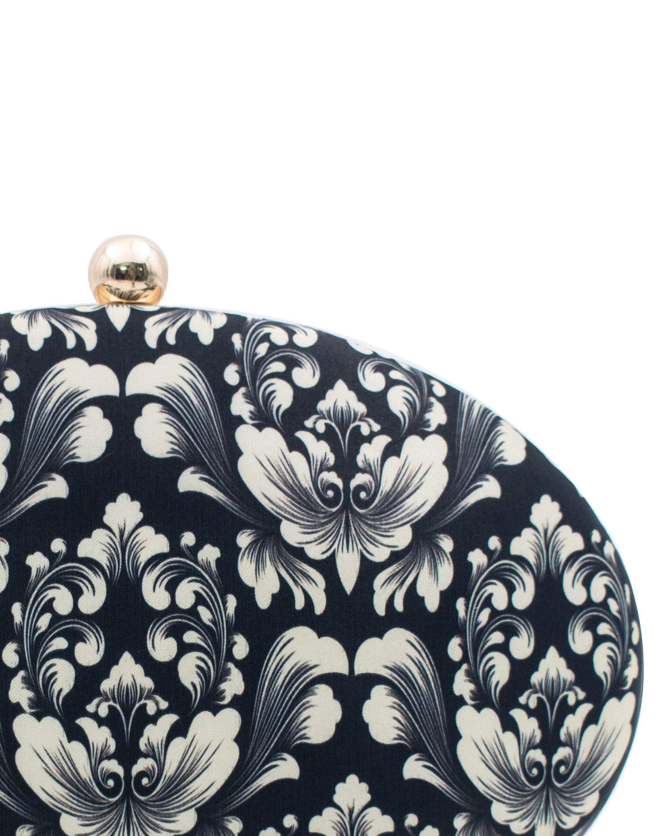 Sugarcrush Black Leaves Printed Clutch - SUGARCRUSH