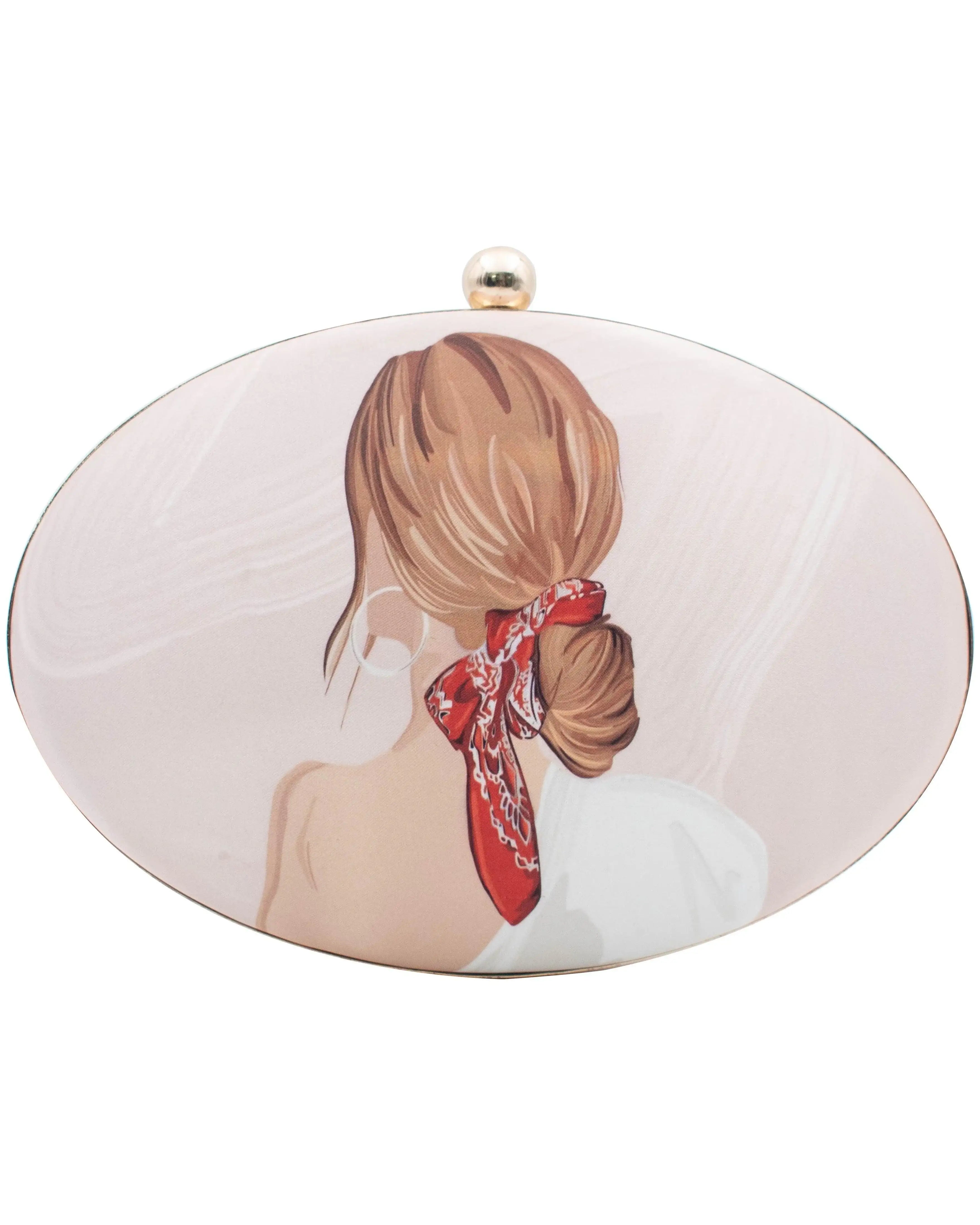 Sugarcrush Blonde Girl oval Printed Clutch - SUGARCRUSH