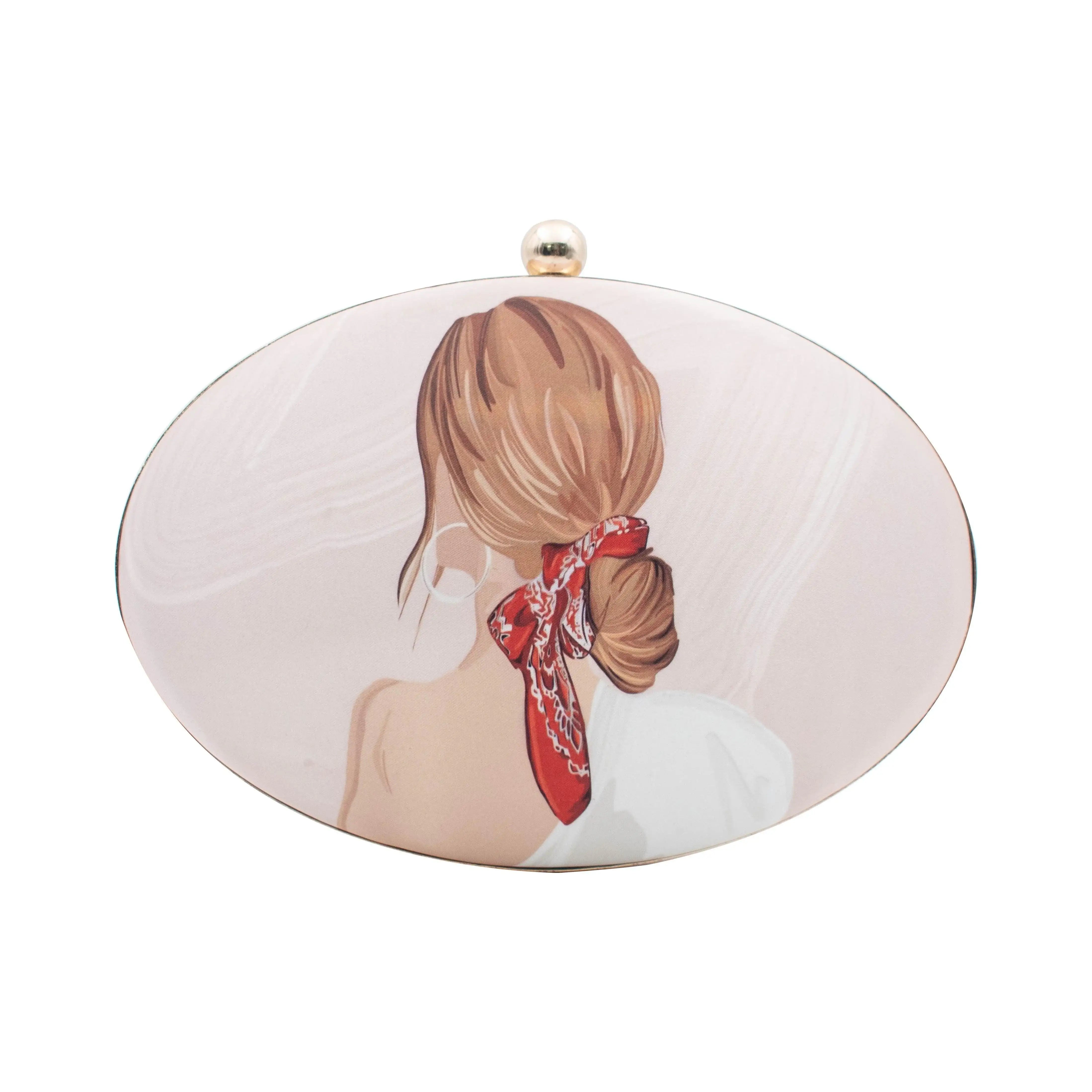 Sugarcrush Blonde Girl oval Printed Clutch - SUGARCRUSH