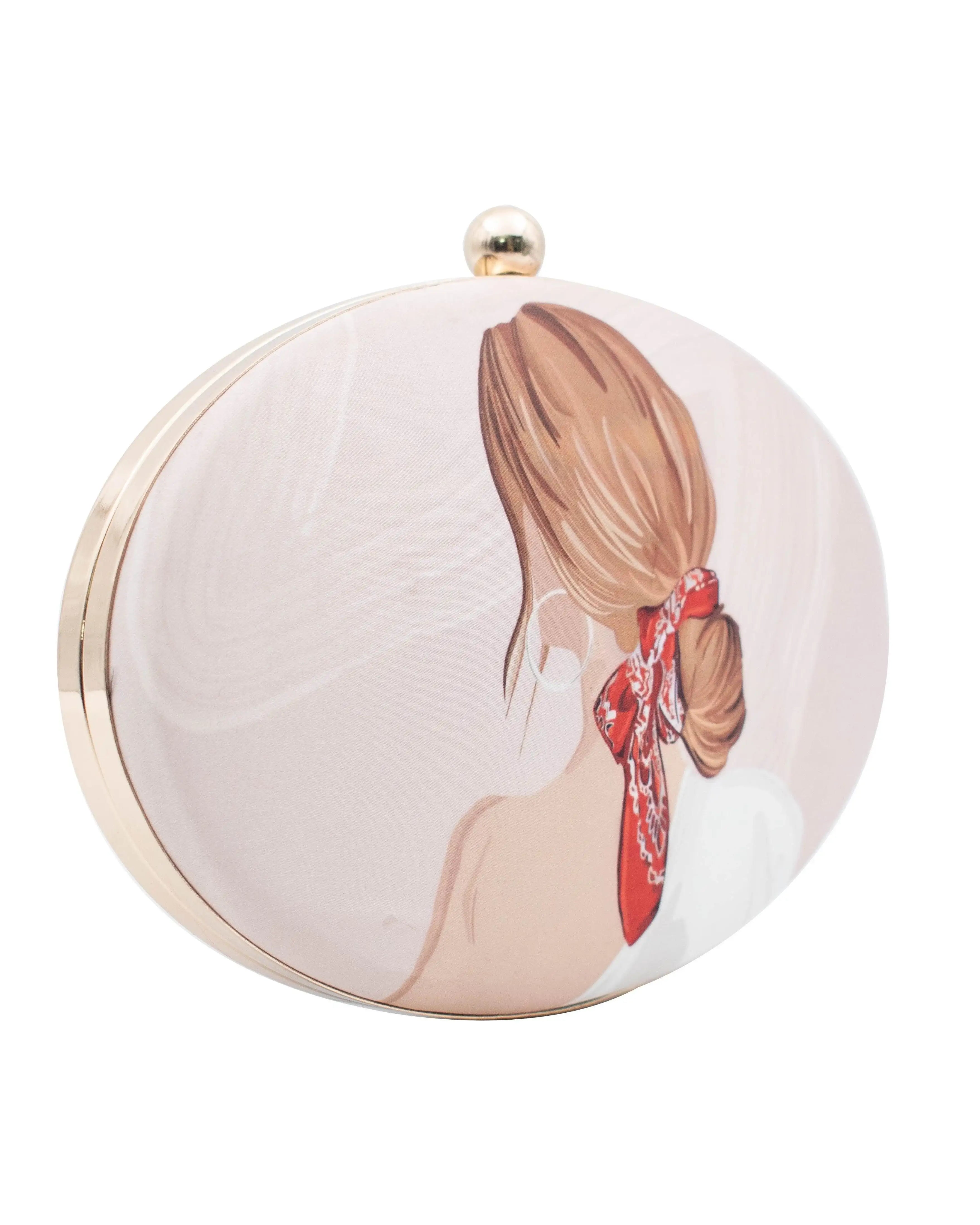 Sugarcrush Blonde Girl oval Printed Clutch - SUGARCRUSH