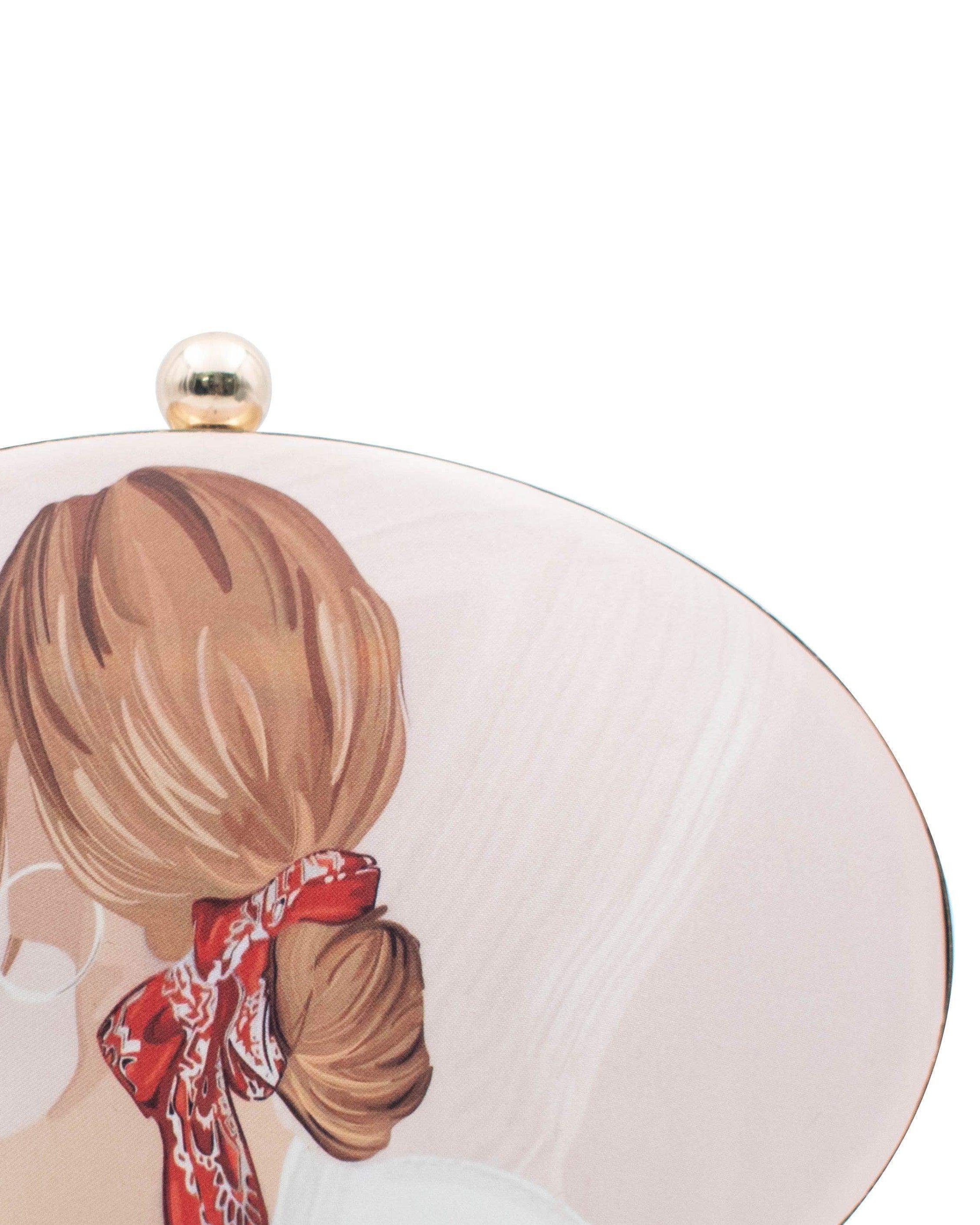 Sugarcrush Blonde Girl oval Printed Clutch - SUGARCRUSH