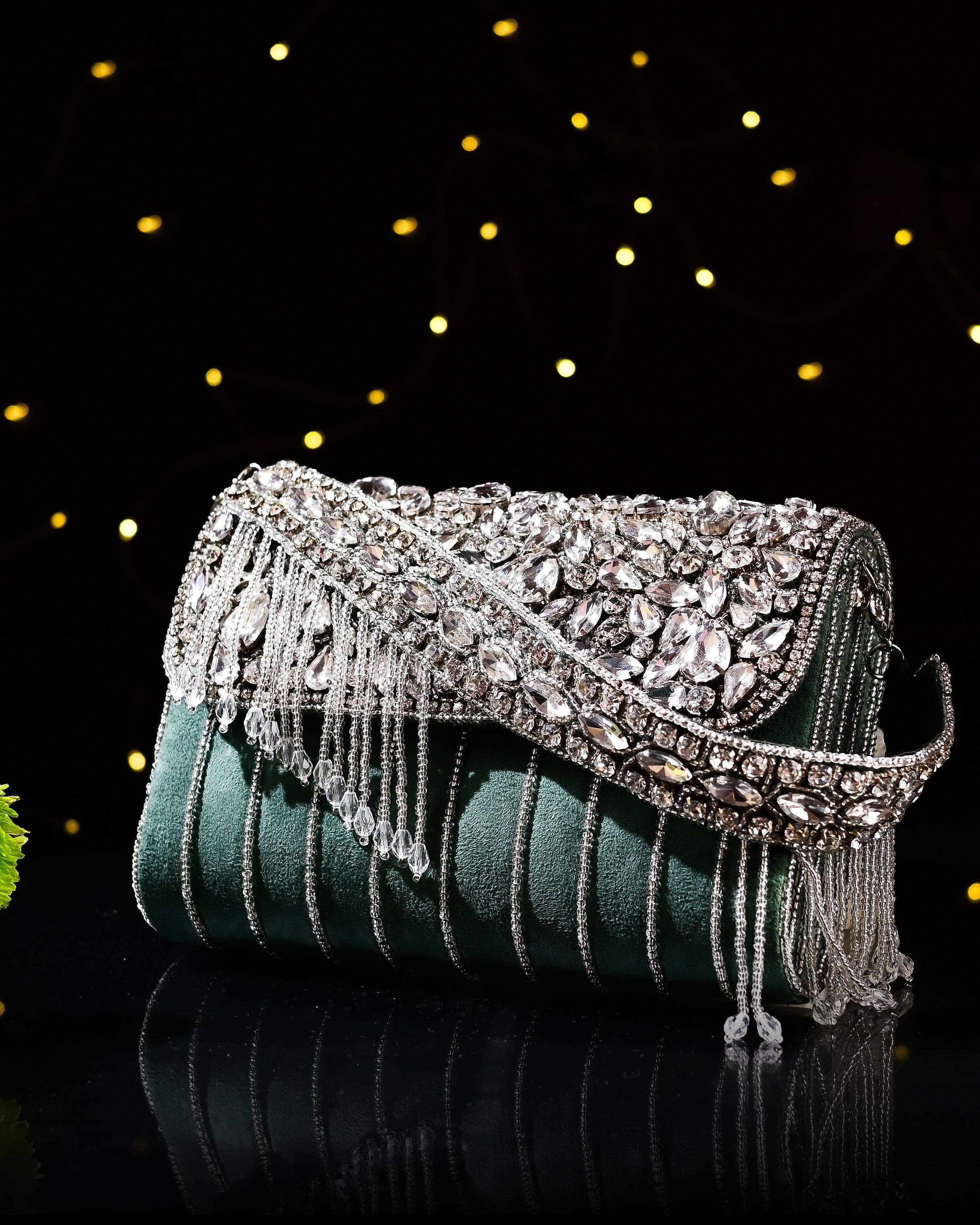 Sugarcrush bridal Crystal Luxury Bag-Green - SUGARCRUSH
