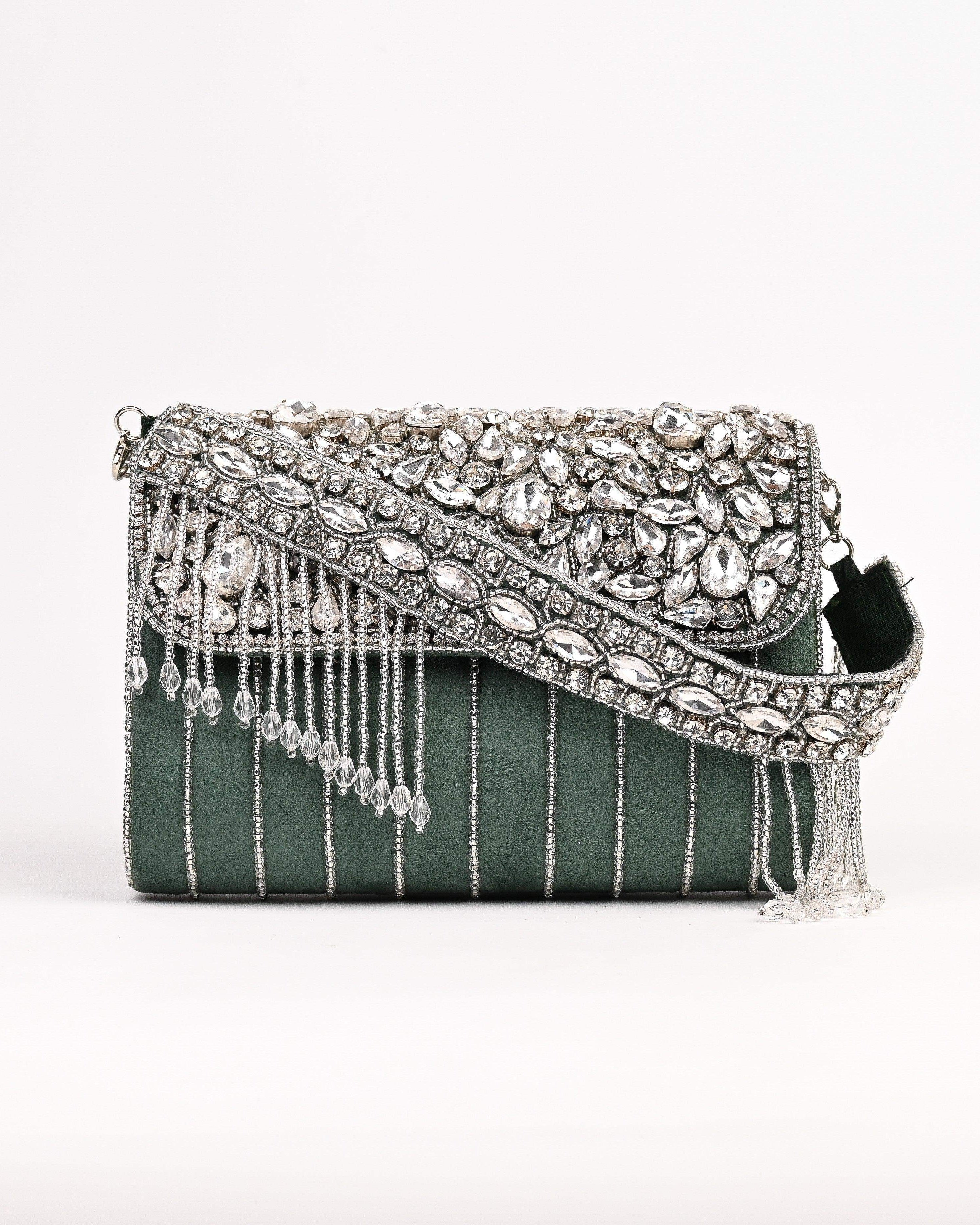 Sugarcrush bridal Crystal Luxury Bag-Green - SUGARCRUSH