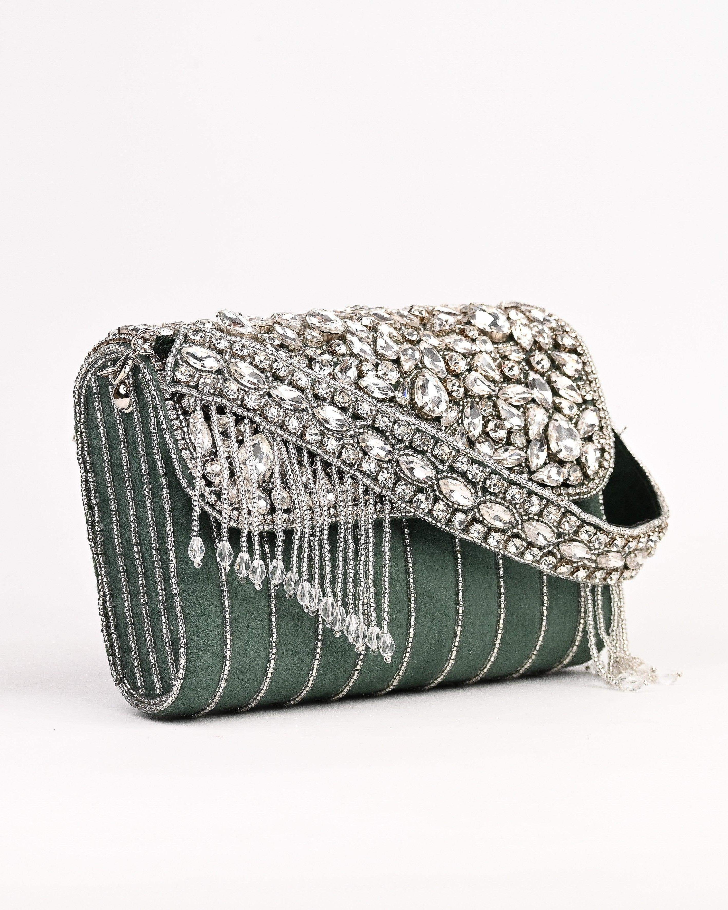 Sugarcrush bridal Crystal Luxury Bag-Green - SUGARCRUSH
