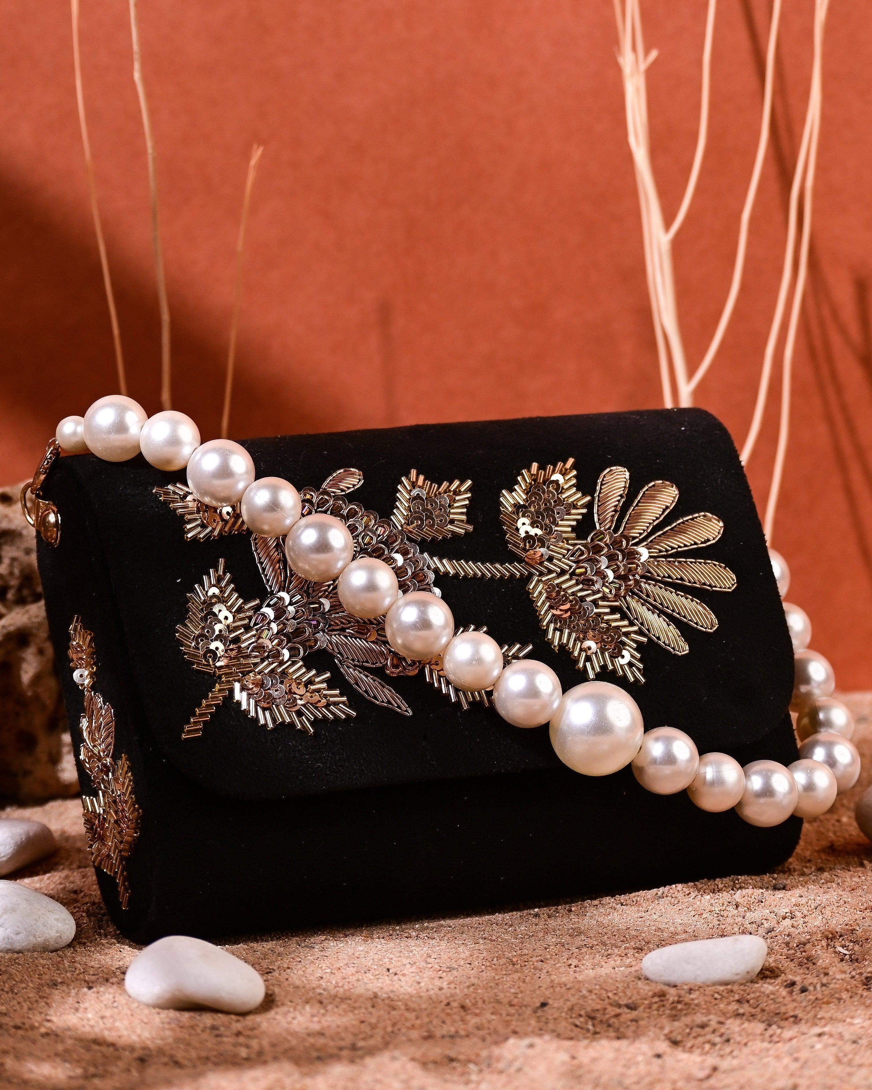 Sugarcrush bridal Embroidered Luxury Bag-Black - SUGARCRUSH