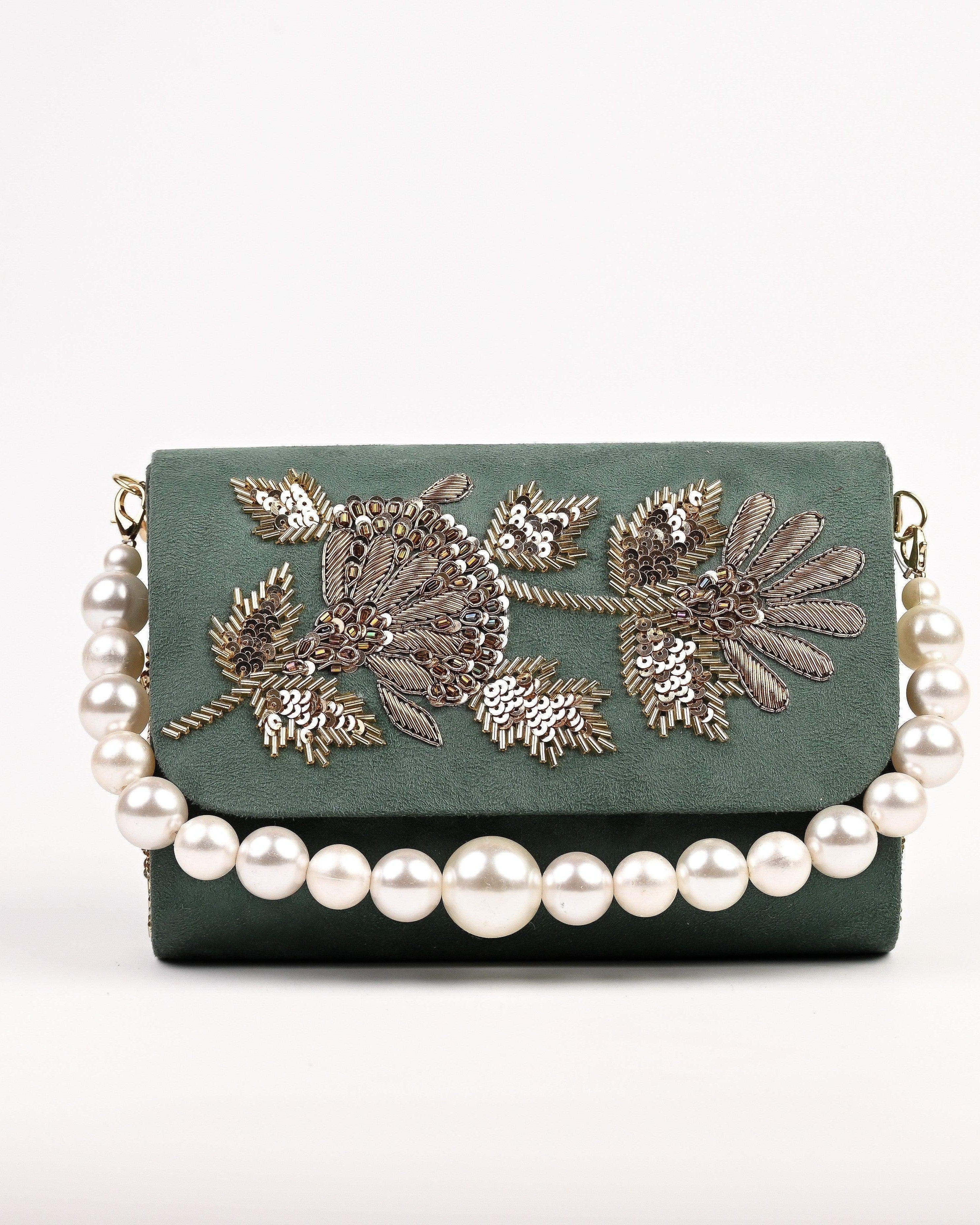 Sugarcrush bridal Embroidered Luxury Bag-Green - SUGARCRUSH