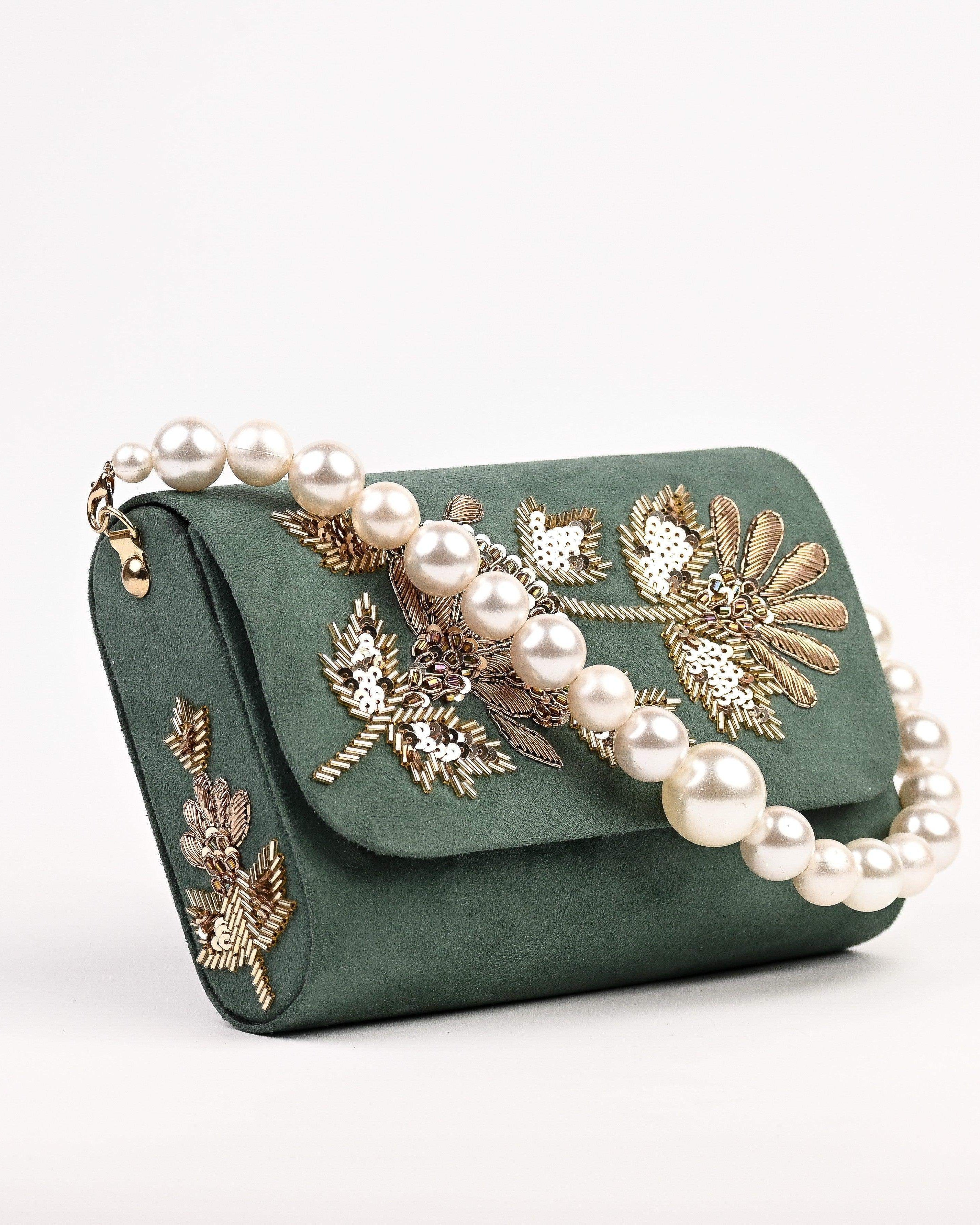 Sugarcrush bridal Embroidered Luxury Bag-Green - SUGARCRUSH