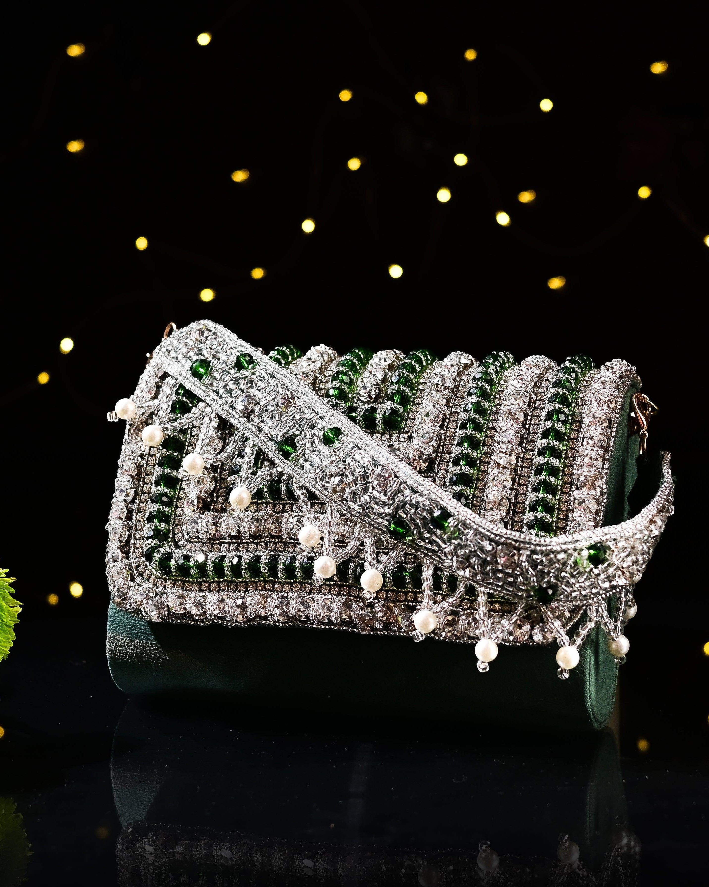 Sugarcrush bridal wedding Crystal Luxury Bag -Green - SUGARCRUSH