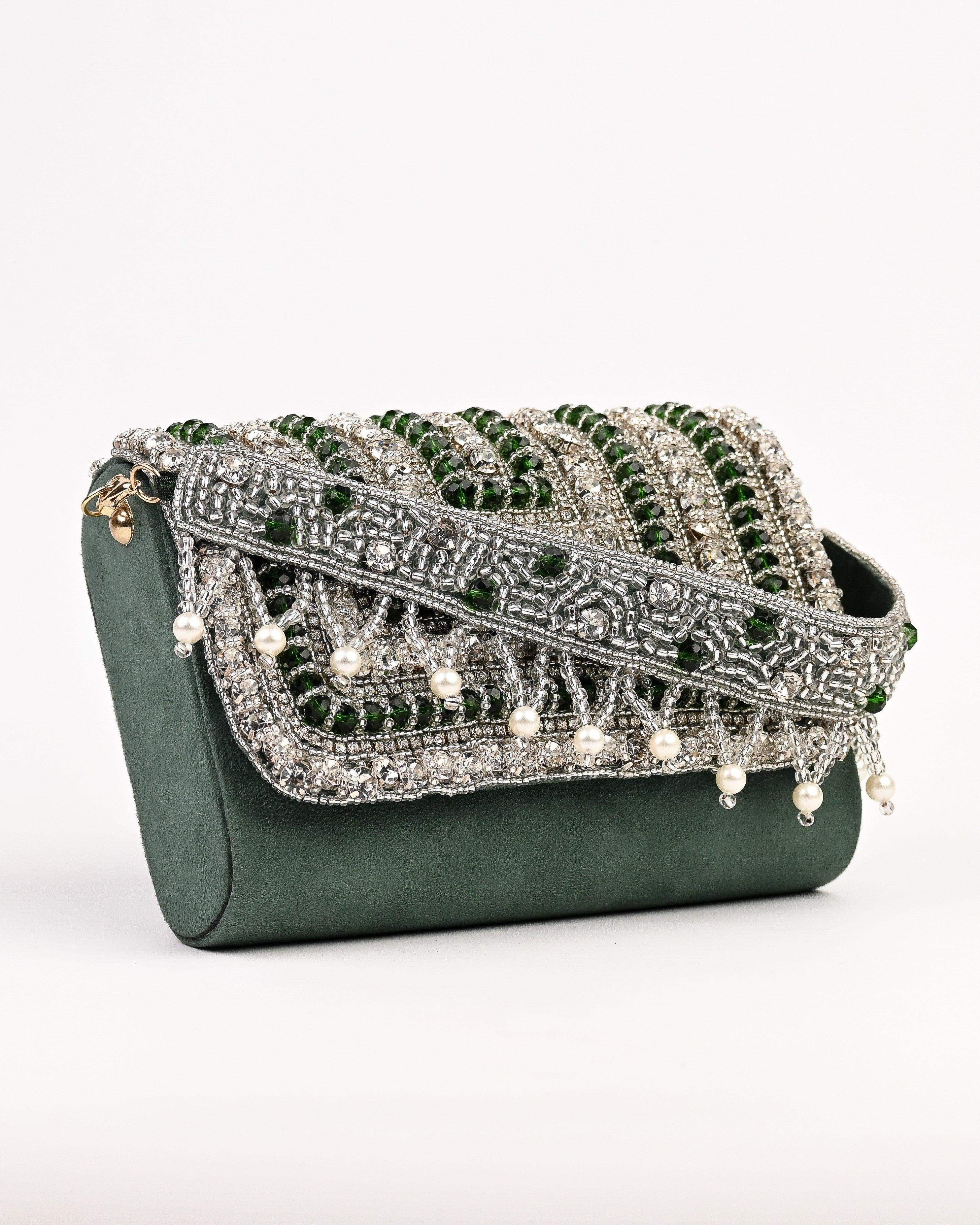 Sugarcrush bridal wedding Crystal Luxury Bag -Green - SUGARCRUSH