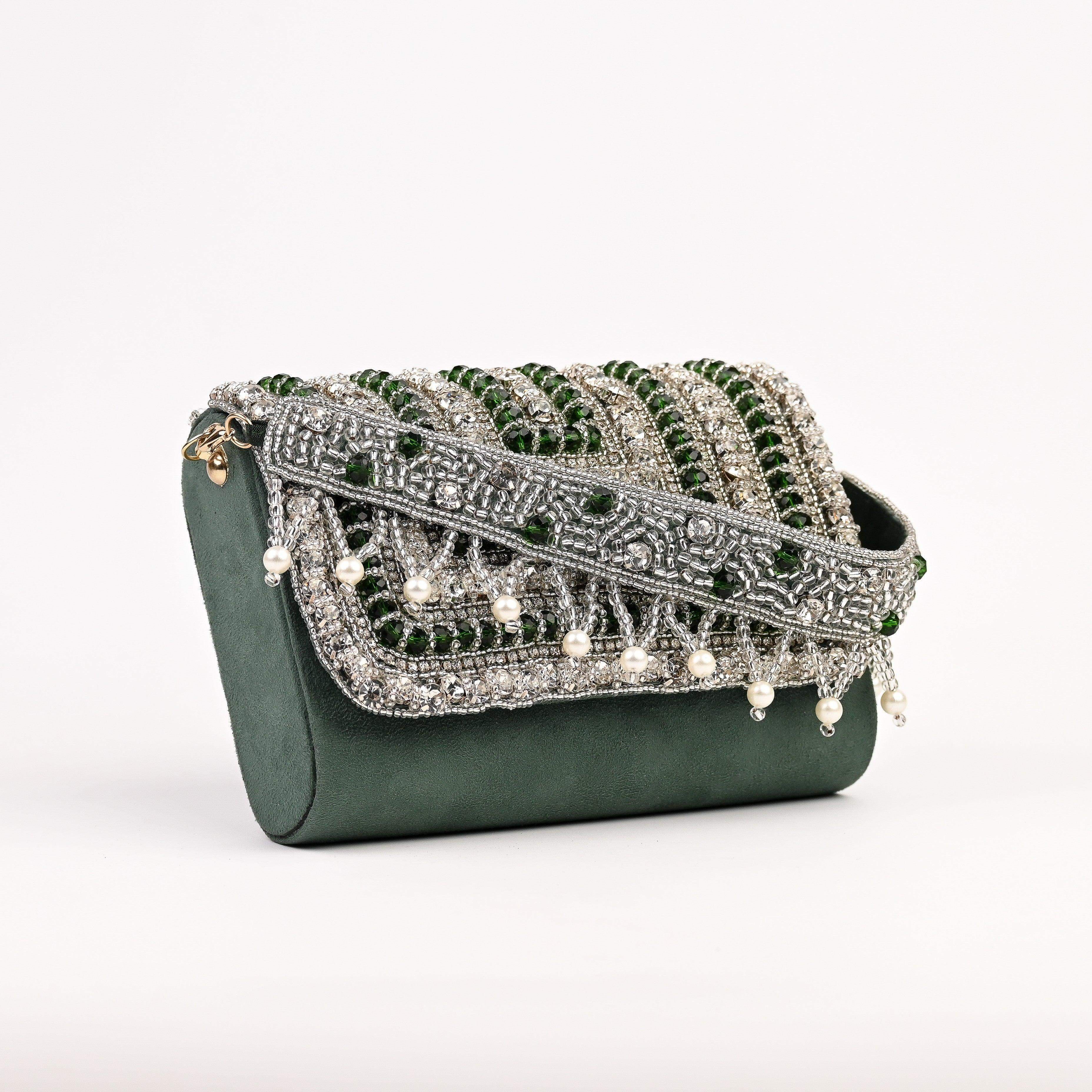Sugarcrush bridal wedding Crystal Luxury Bag -Green - SUGARCRUSH