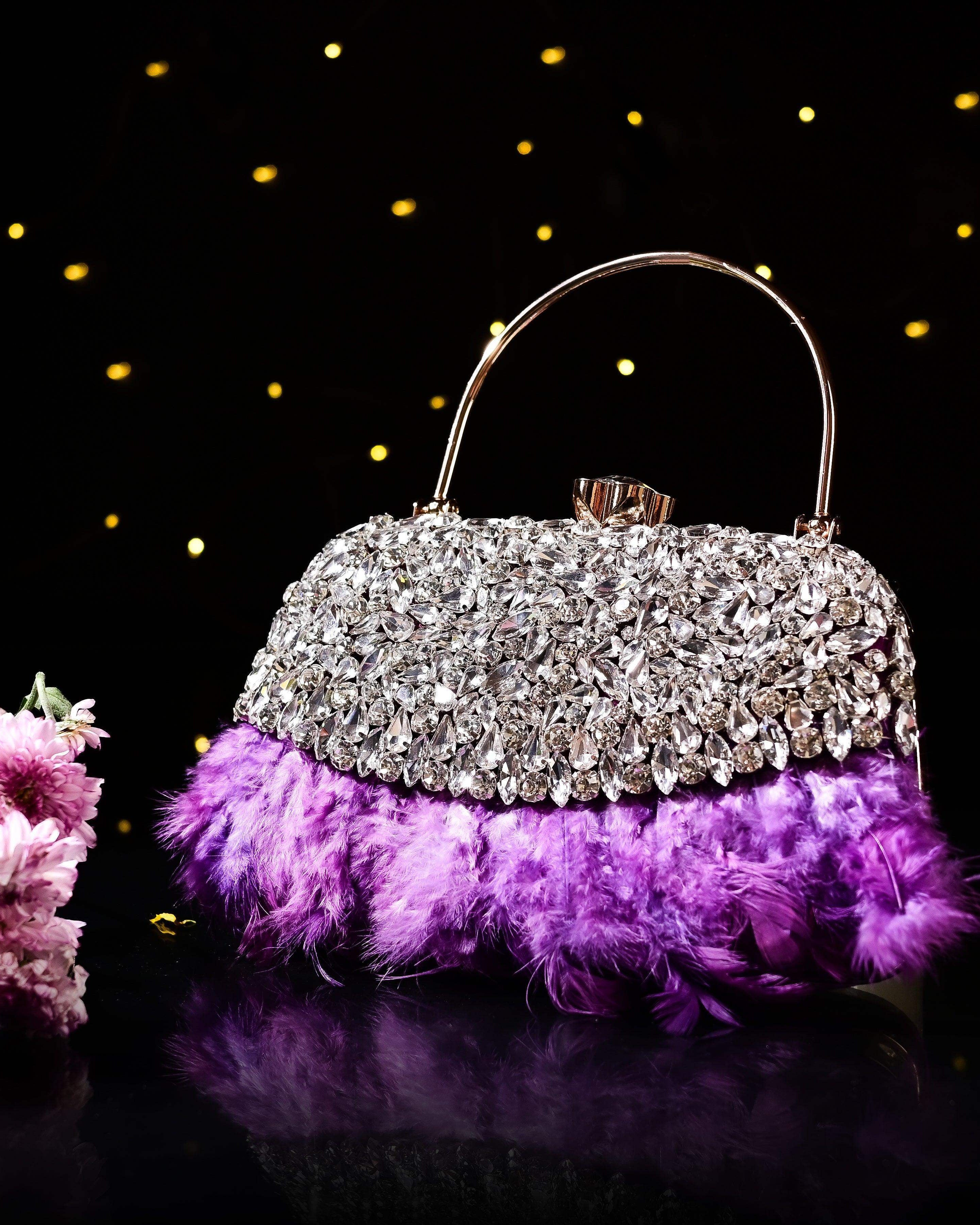 Sugarcrush Crystal Feather Luxury Bag-PINK - SUGARCRUSH