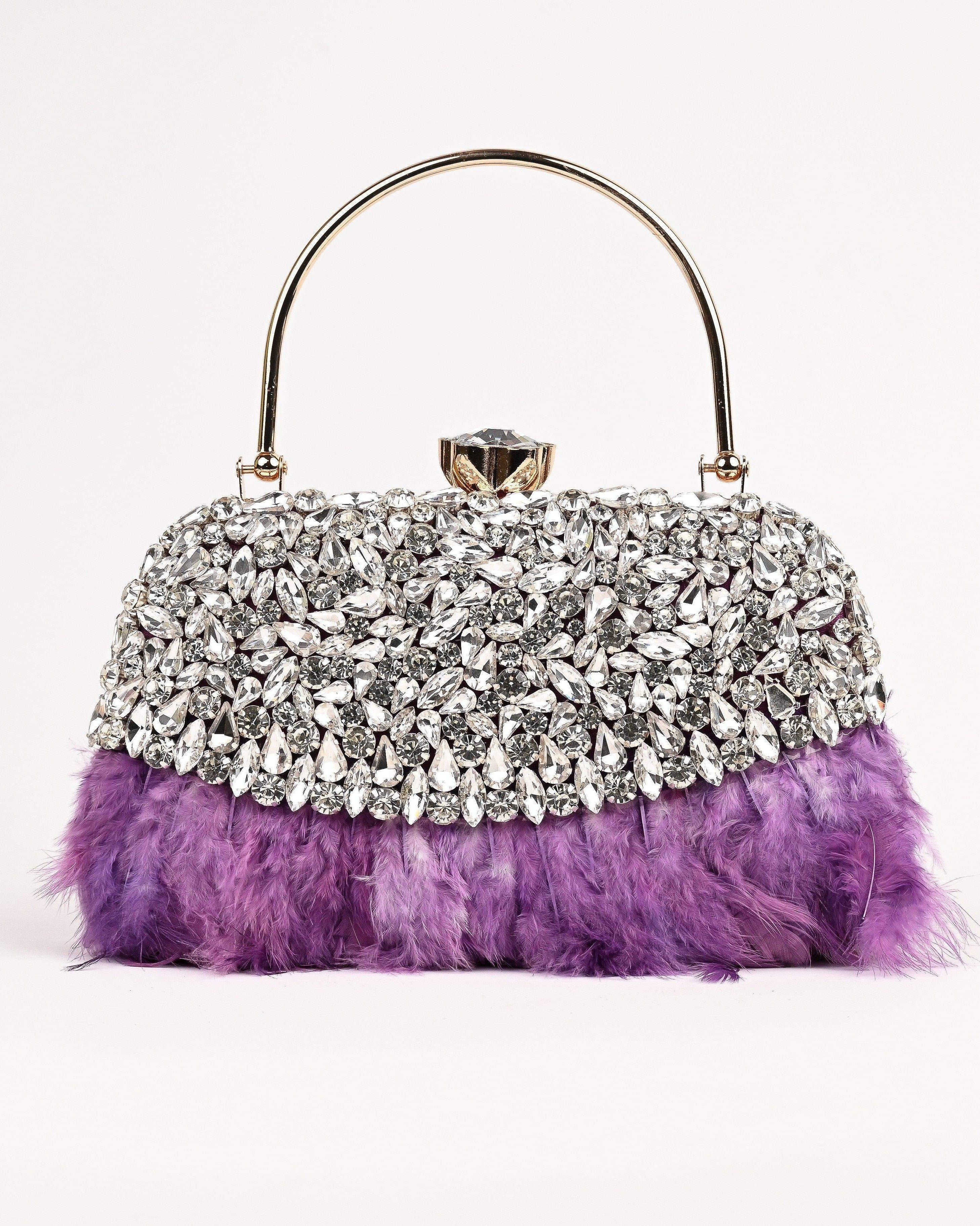 Sugarcrush Crystal Feather Luxury Bag-PINK - SUGARCRUSH