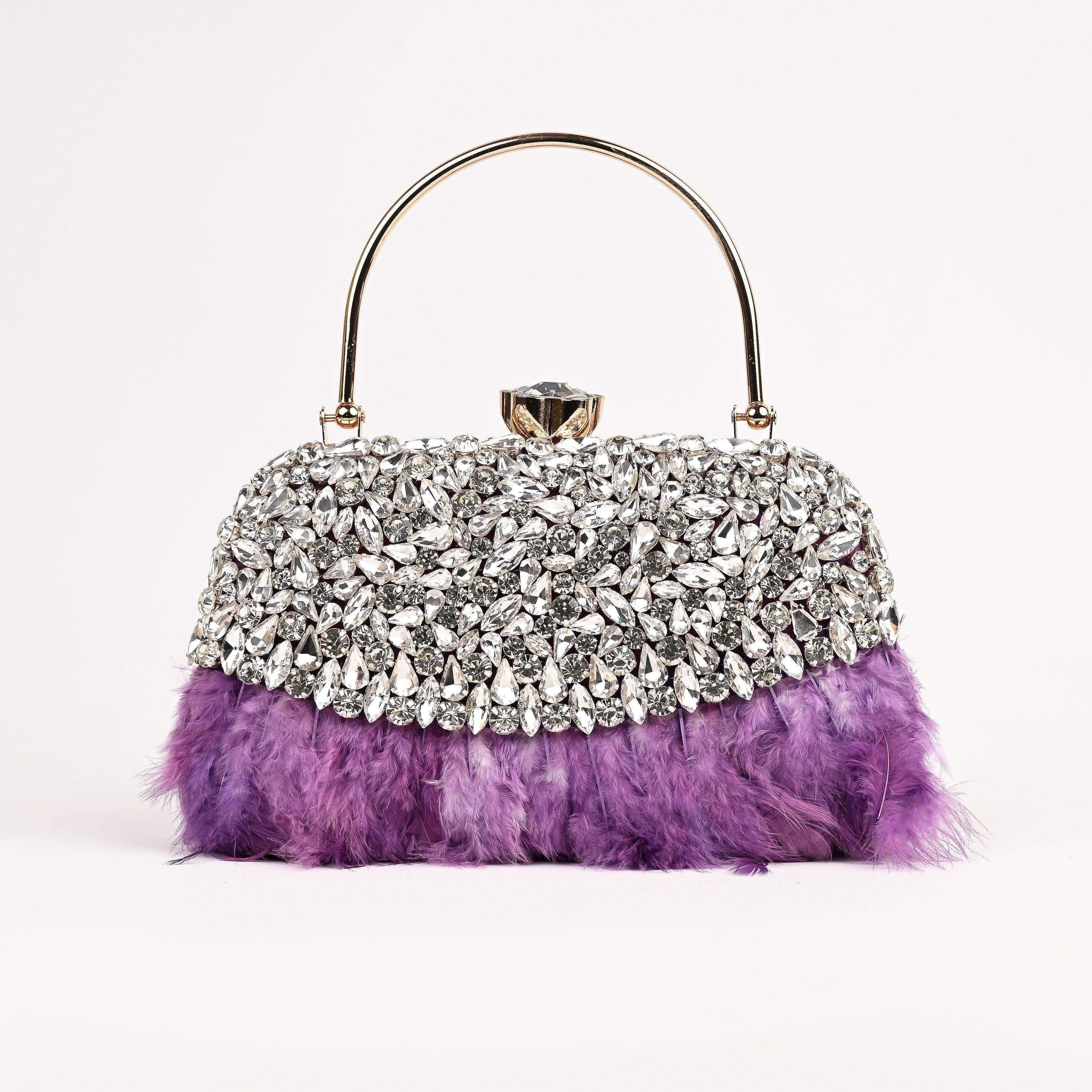 Sugarcrush Crystal Feather Luxury Bag-PINK - SUGARCRUSH