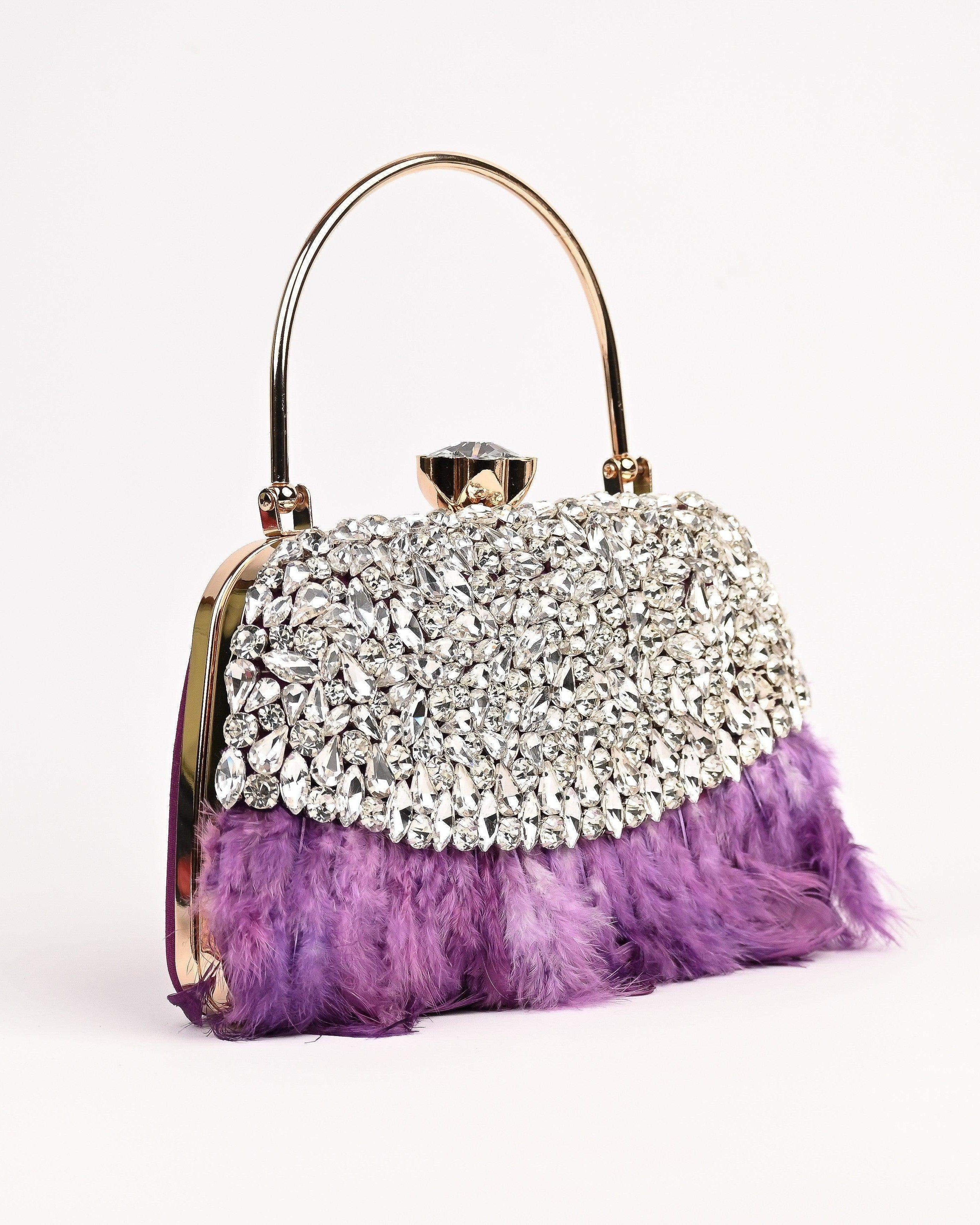 Sugarcrush Crystal Feather Luxury Bag-PINK - SUGARCRUSH